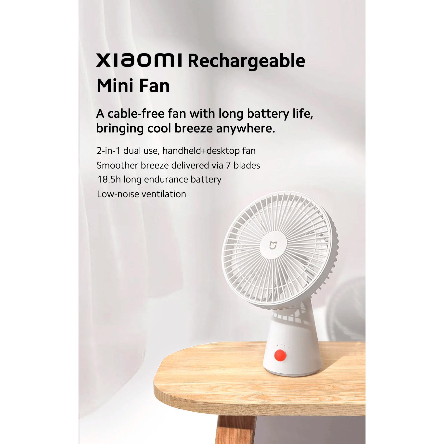Настільний портативний вентилятор Xiaomi MIJIA Desktop Mobile Fan White (ZMYDFS01DM)