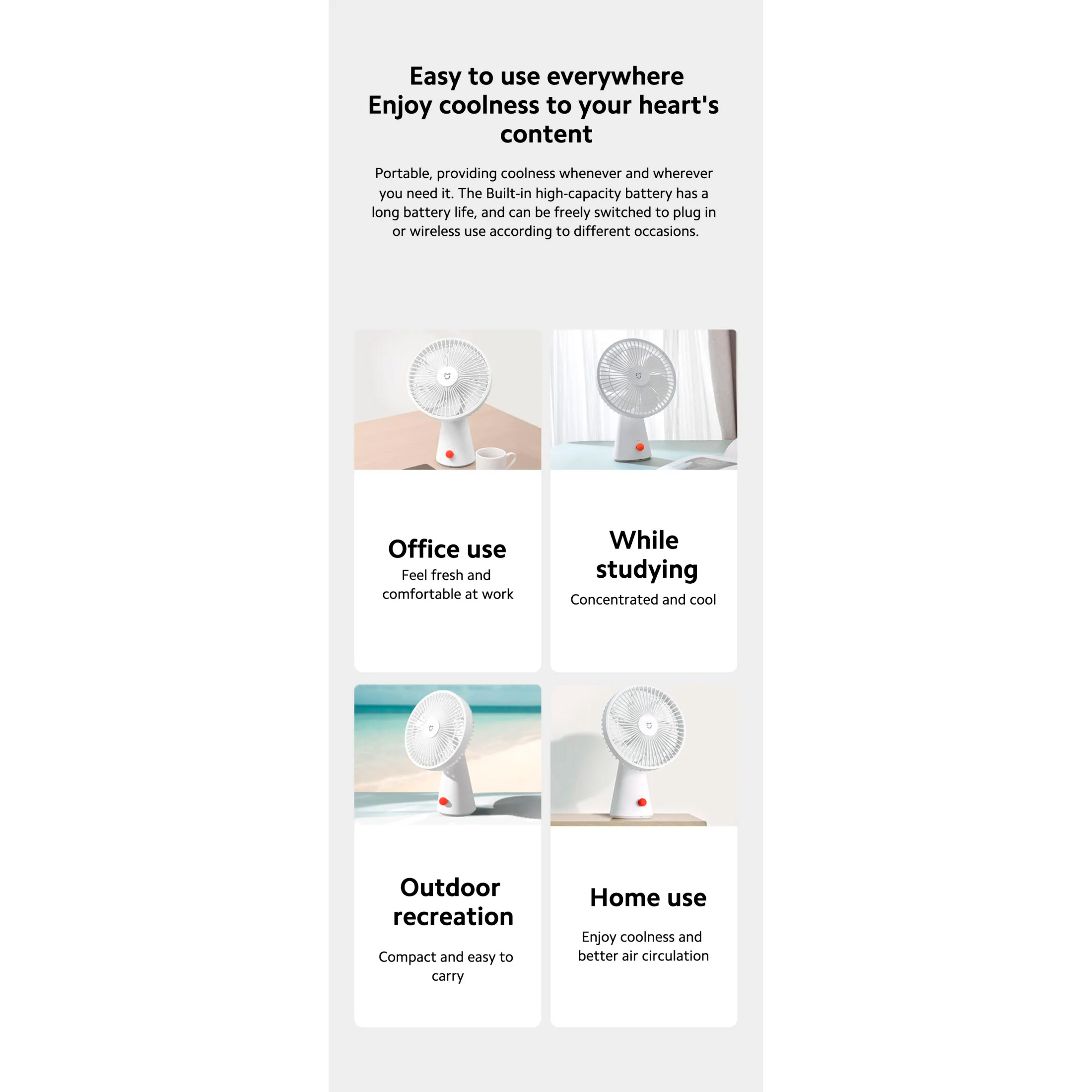 Настільний портативний вентилятор Xiaomi MIJIA Desktop Mobile Fan White (ZMYDFS01DM)