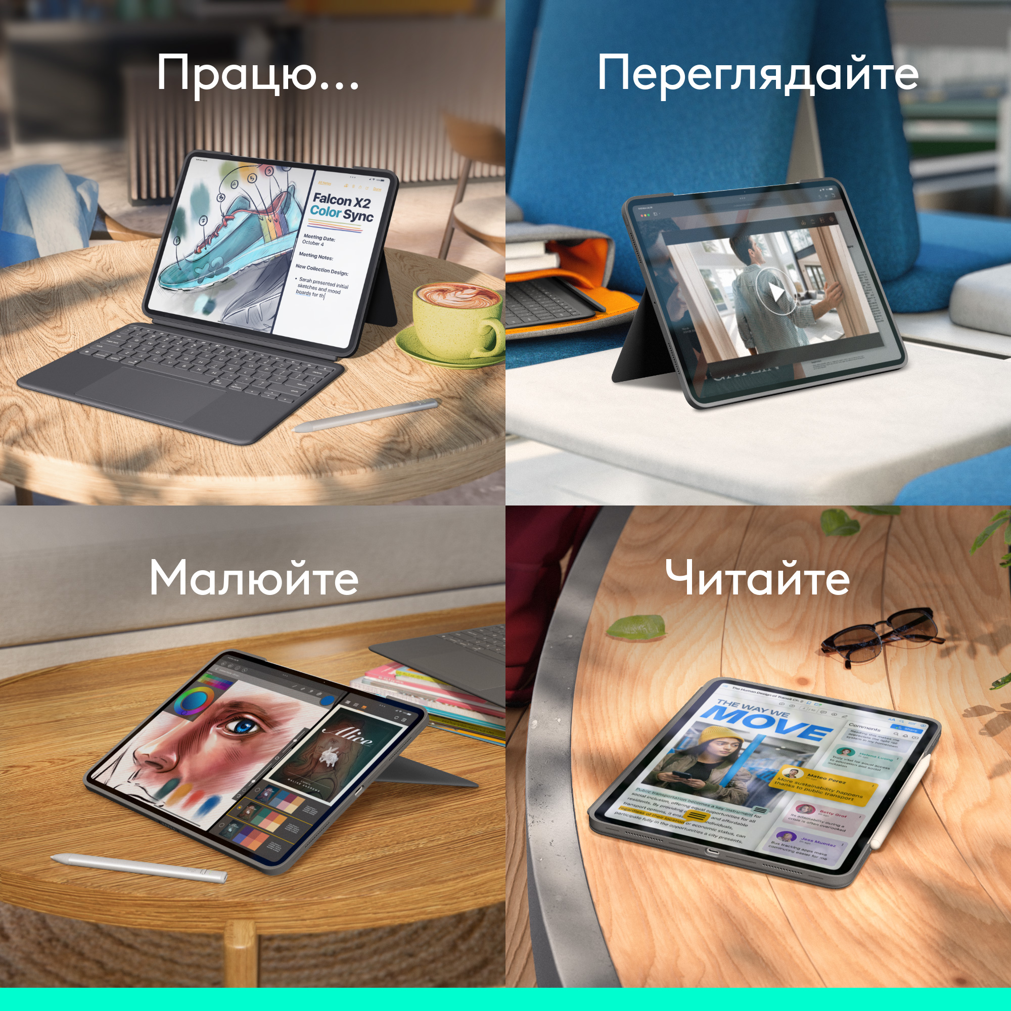 Чехол-клавиатура для планшета LOGITECH Combo Touch for iPad Pro 13" (M4) Graphite (920-012833)