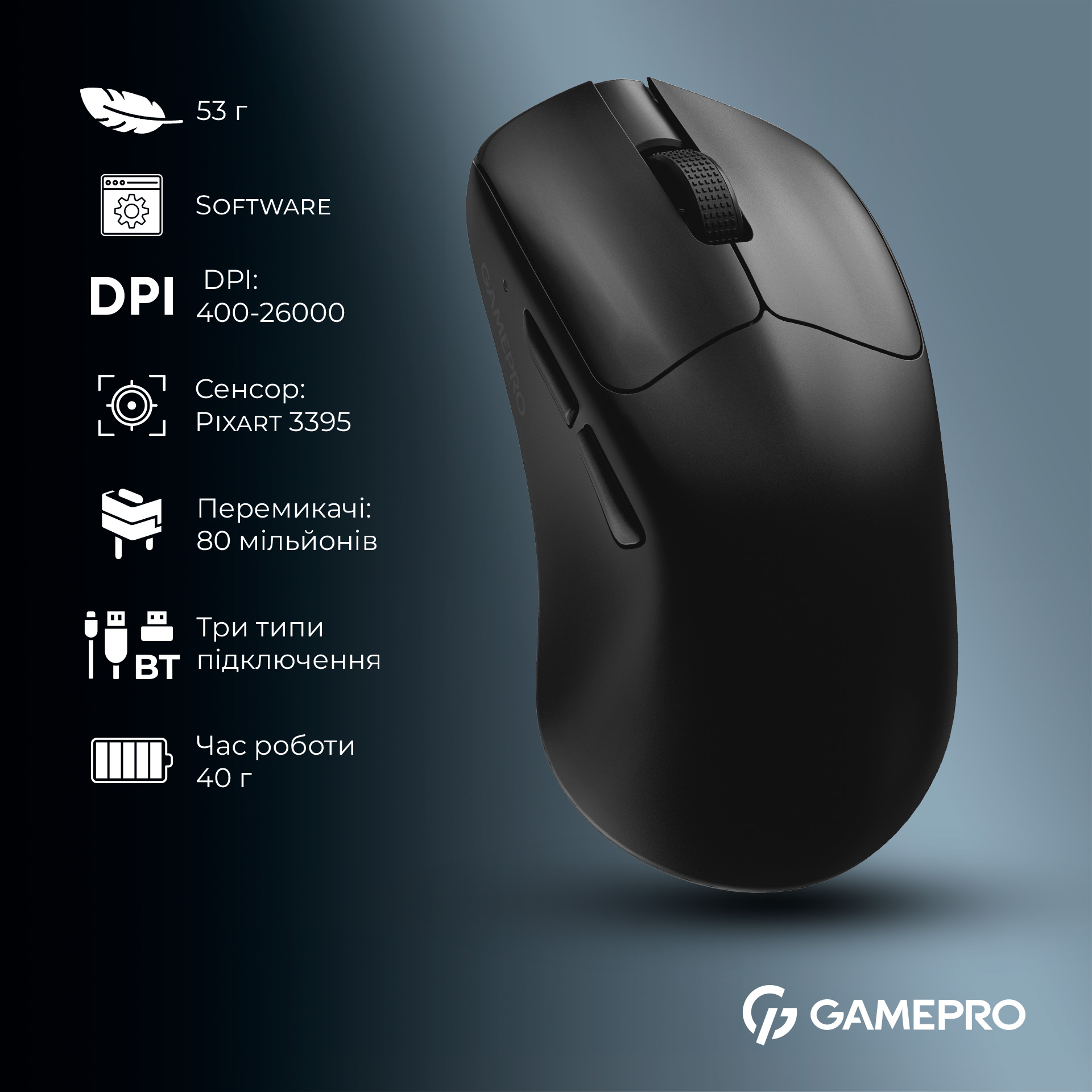 Миша ігрова GAMEPRO Asgard Surt Black