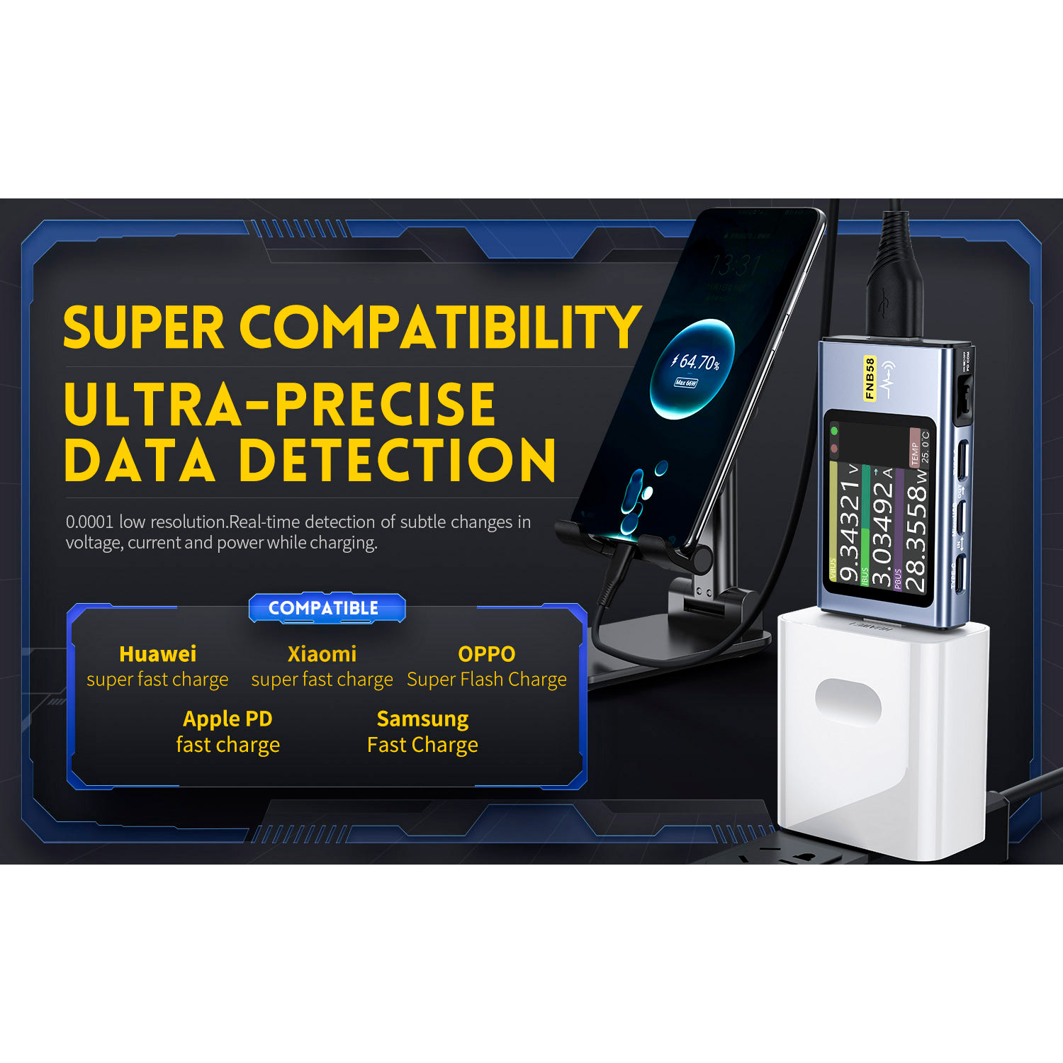 USB тестер FNIRSI FNB58