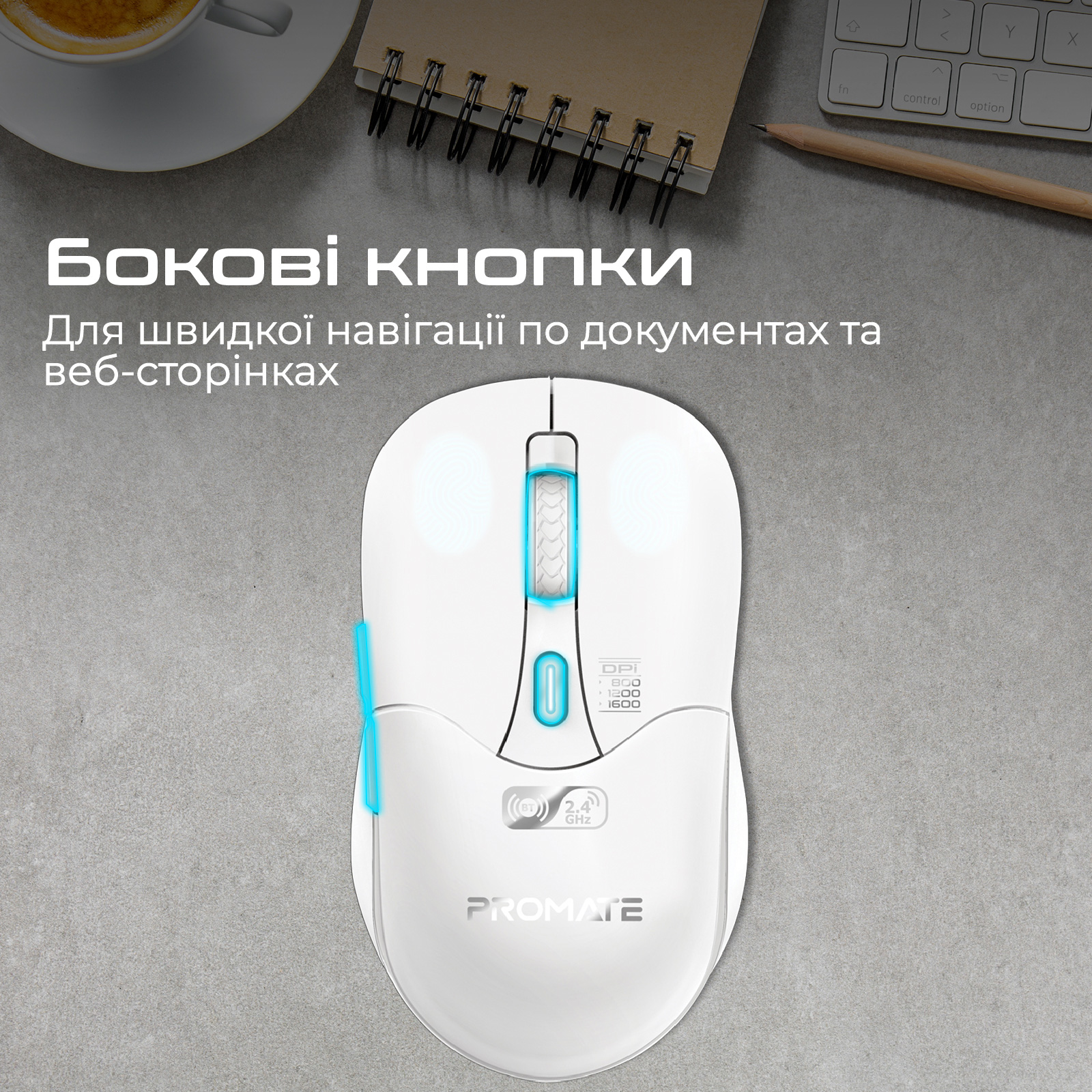 Мышь PROMATE Samo White