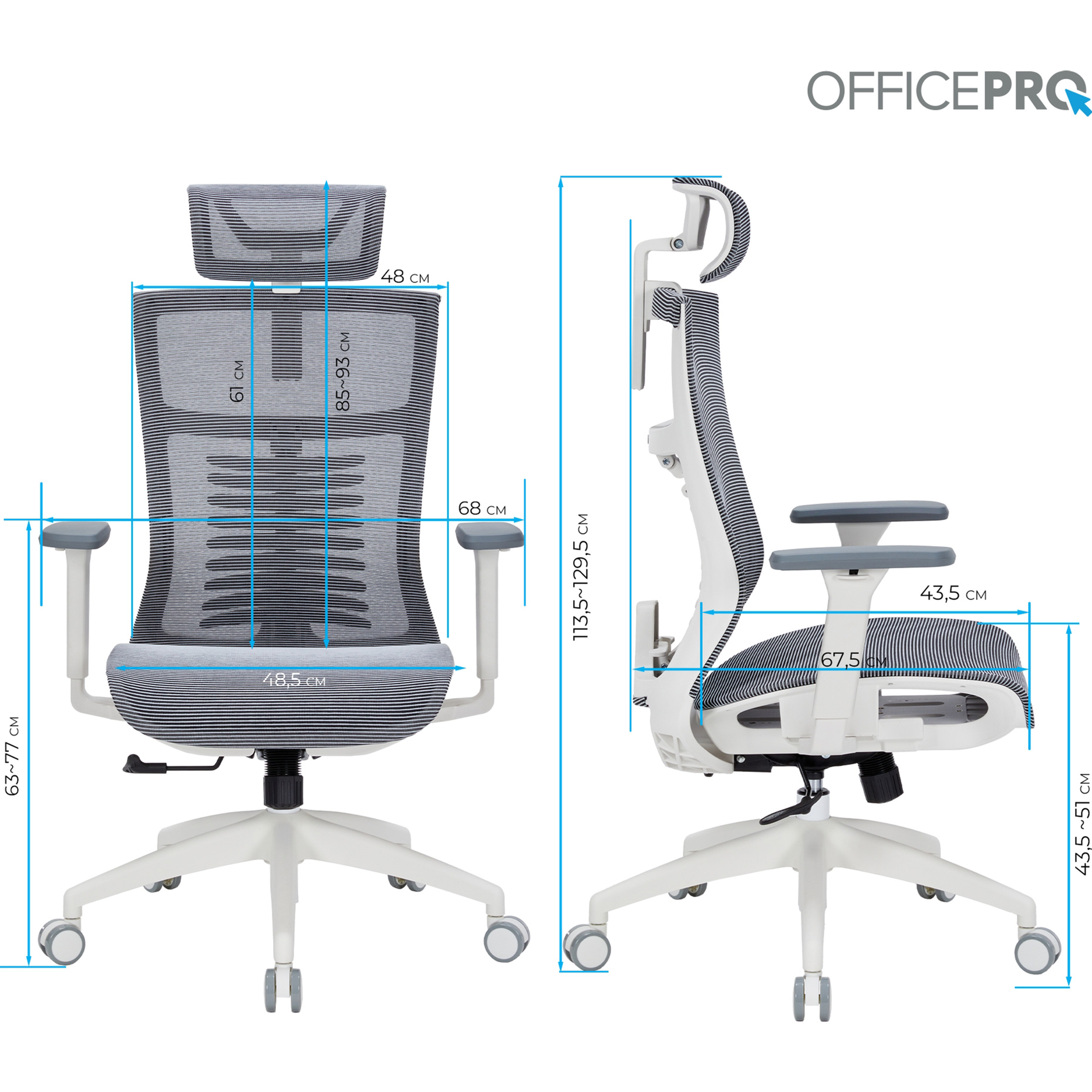 Кресло офисное OFFICEPRO Balance OC620 White/Dark Gray
