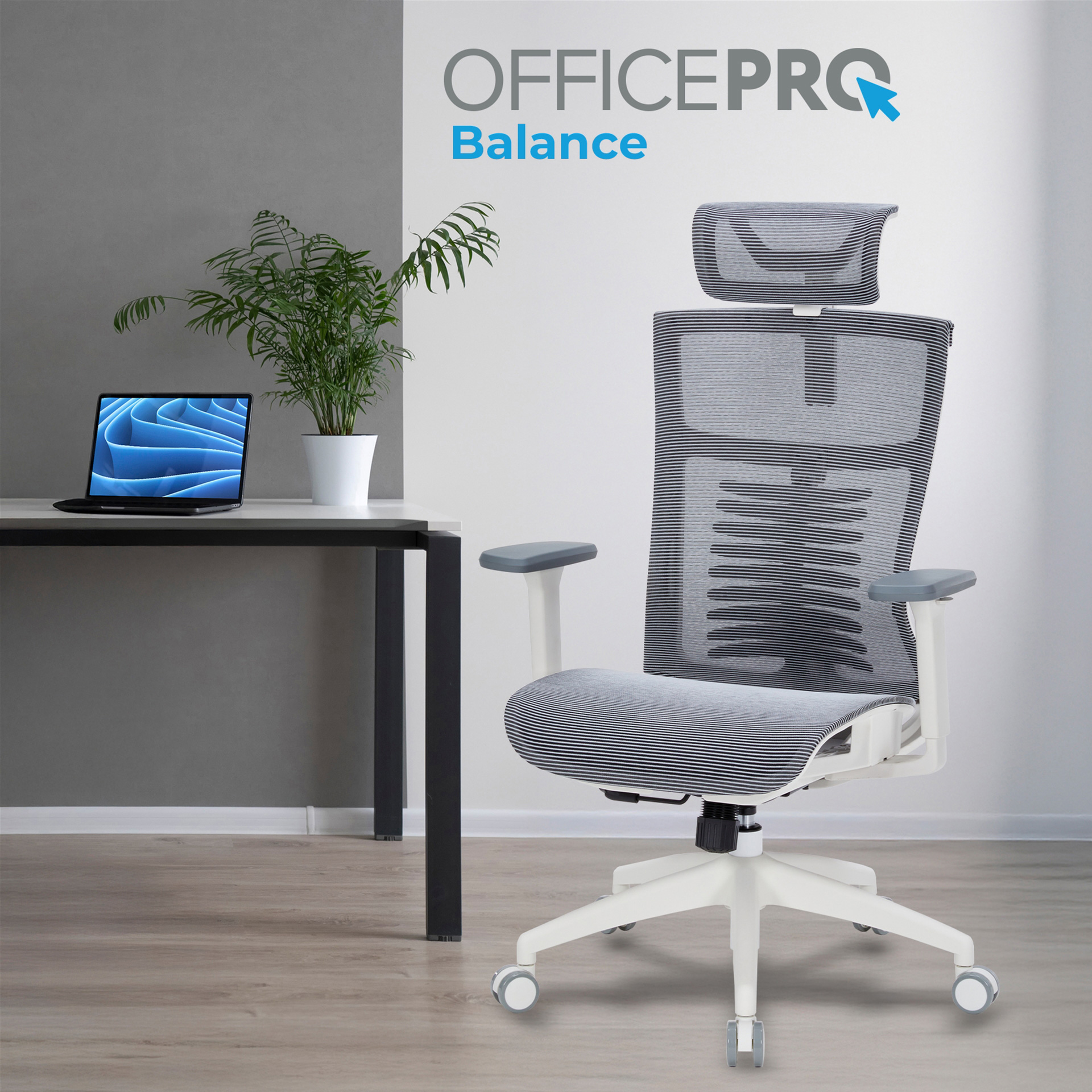 Кресло офисное OFFICEPRO Balance OC620 White/Dark Gray