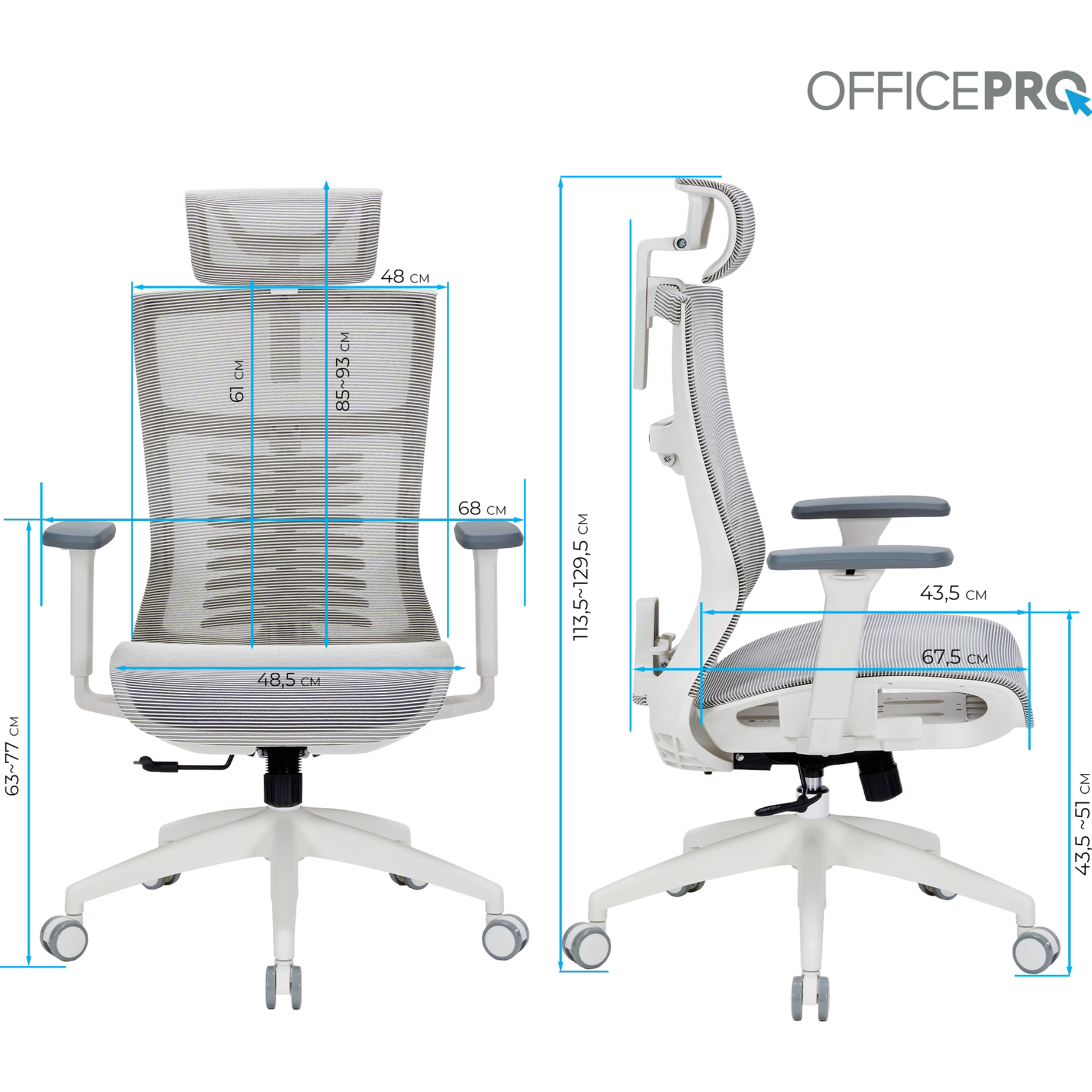 Кресло офисное OFFICEPRO Balance OC620 White/Light Gray