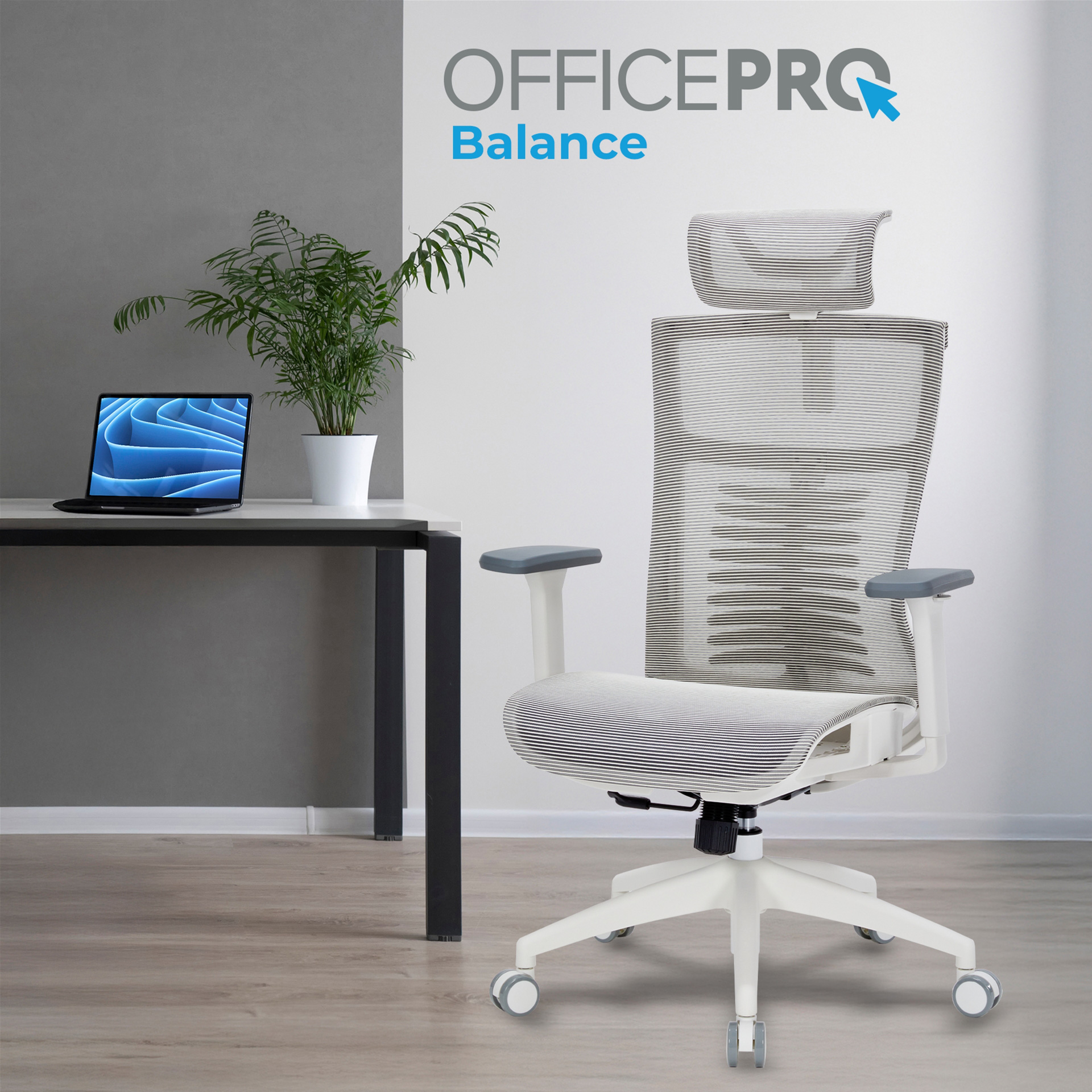 Кресло офисное OFFICEPRO Balance OC620 White/Light Gray