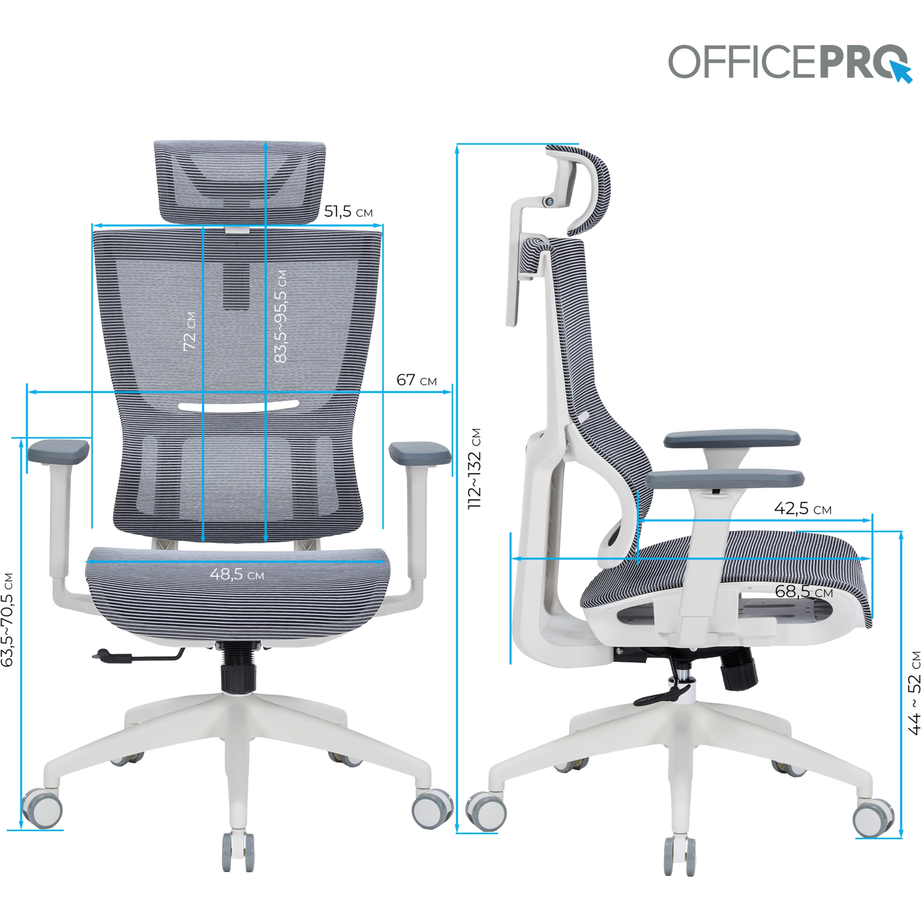 Кресло офисное OFFICEPRO Elegant OC660 White/Dark Gray