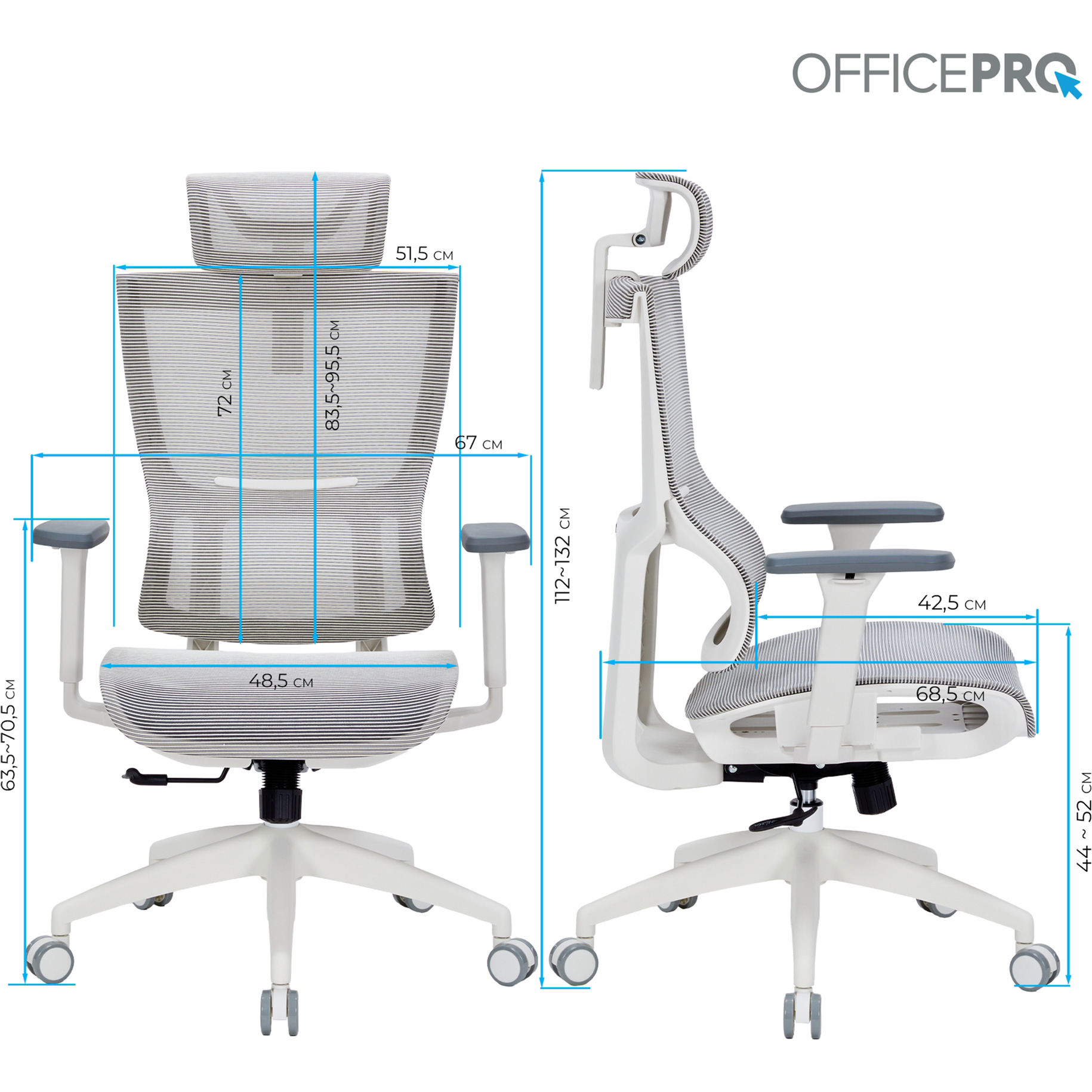 Кресло офисное OFFICEPRO Elegant OC660 White/Light Gray