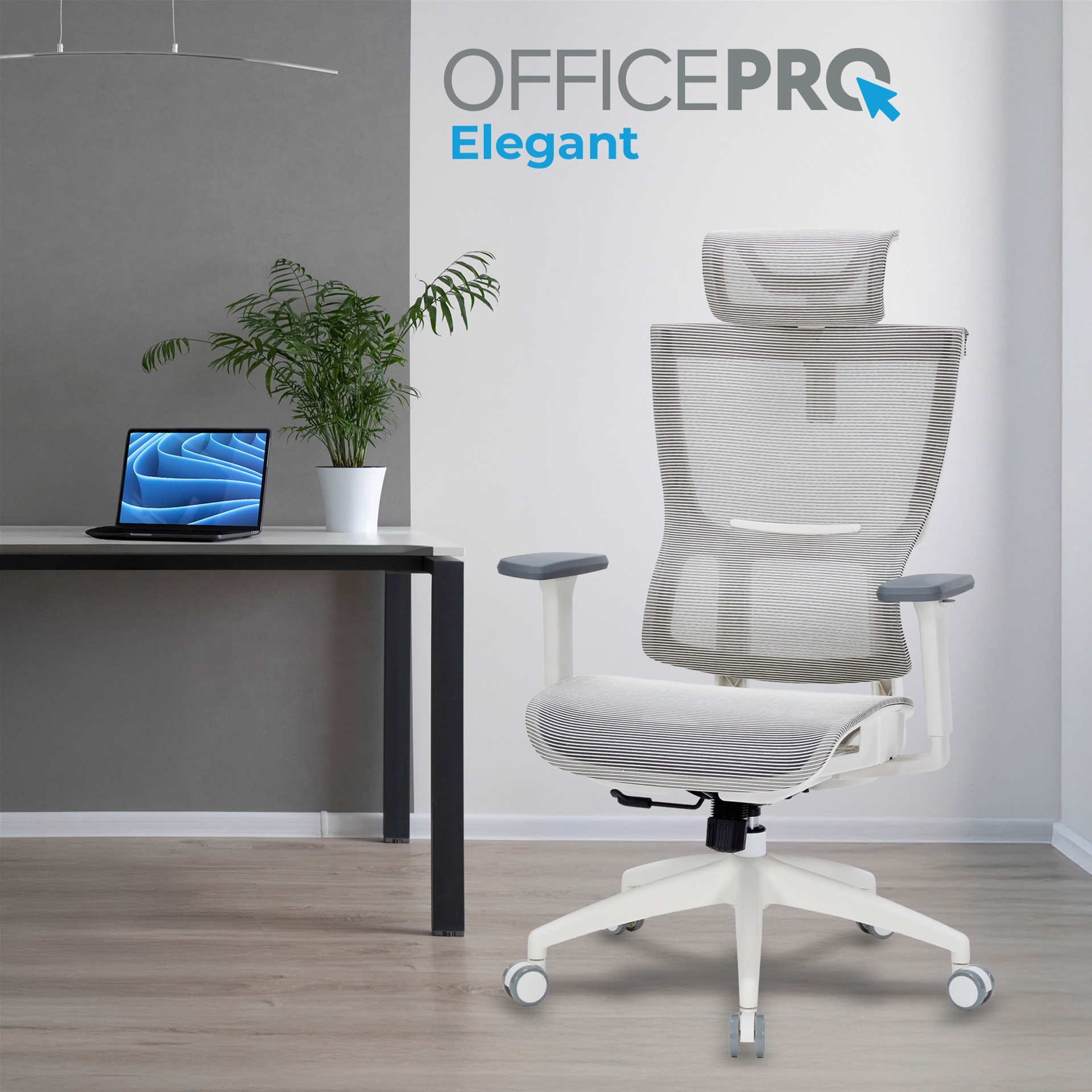 Кресло офисное OFFICEPRO Elegant OC660 White/Light Gray