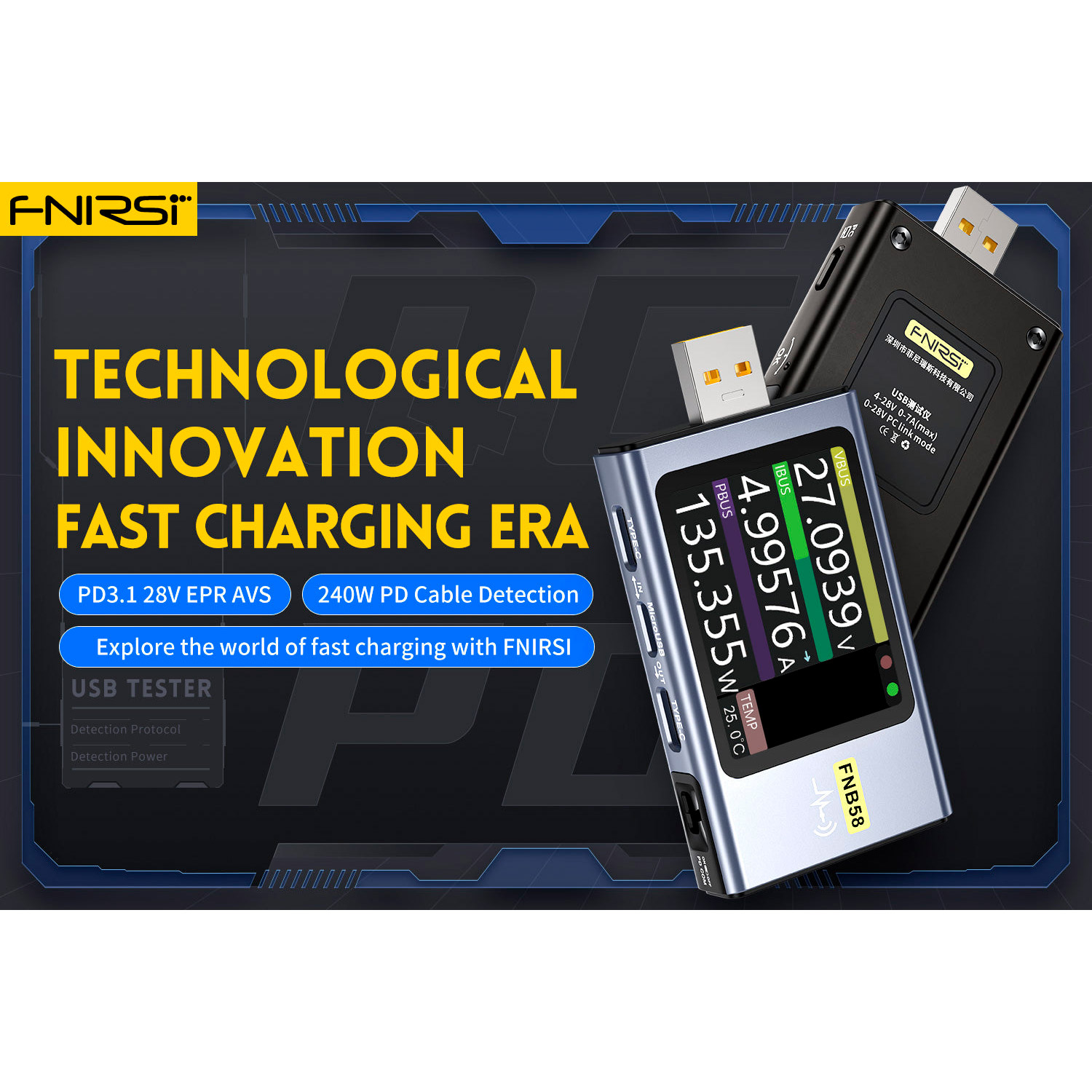 USB тестер FNIRSI FNB58 Bluetooth