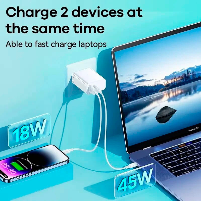 Зарядний пристрій REMAX RP-U125 Kiddy Series 1xUSB-A, 1xUSB-C, PD65W, QC4.0 White