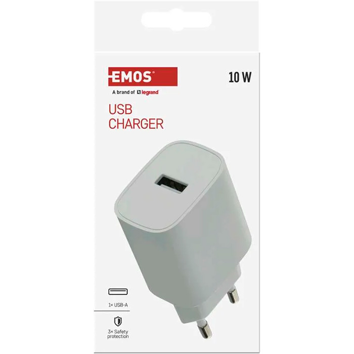 Зарядное устройство EMOS V01B10 1xUSB-A 10W White