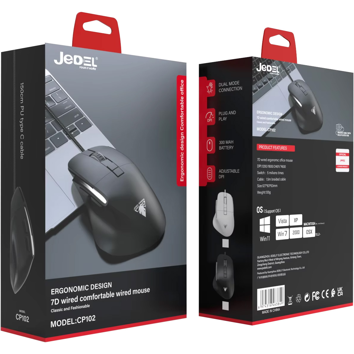 Мышь JEDEL CP102 Black