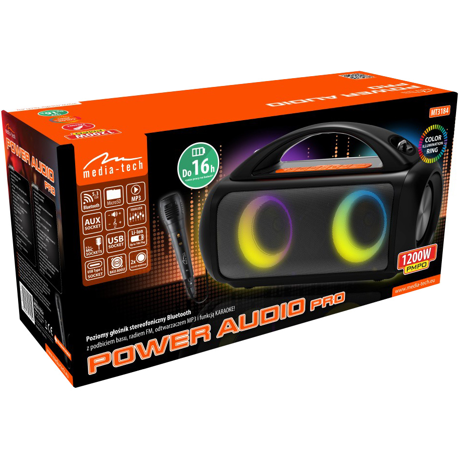 Бумбокс MEDIA-TECH Power Audio Pro MT3184