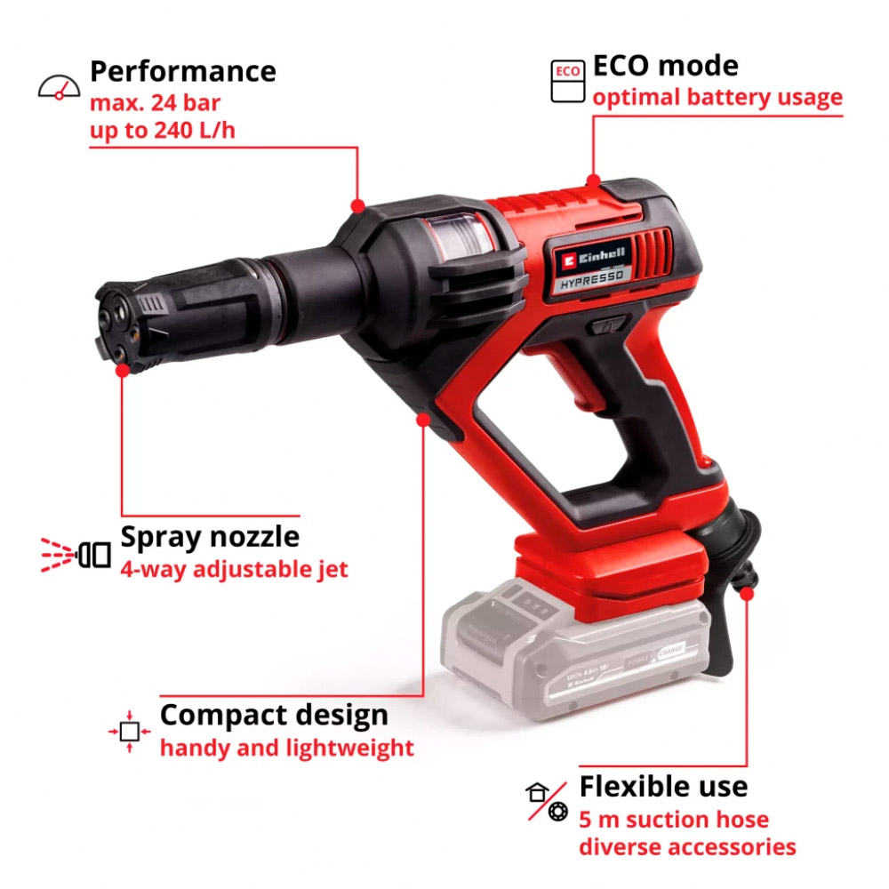 Мінімийка високого тиску EINHELL Hypresso 18/24-1 Li-Solo (4140135)