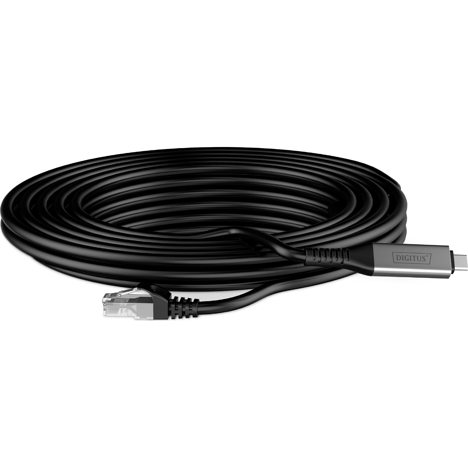 Кабель-адаптер USB-C to RJ-45 Gigabit Ethernet DIGITUS SSTP Cat.6a CU 2м Black (AK-300601-020-S)