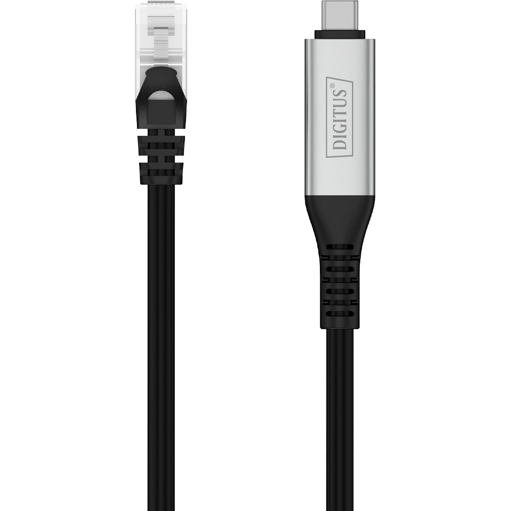 Кабель-адаптер USB-C to RJ-45 Gigabit Ethernet DIGITUS SSTP Cat.6a CU 2м Black (AK-300601-020-S)