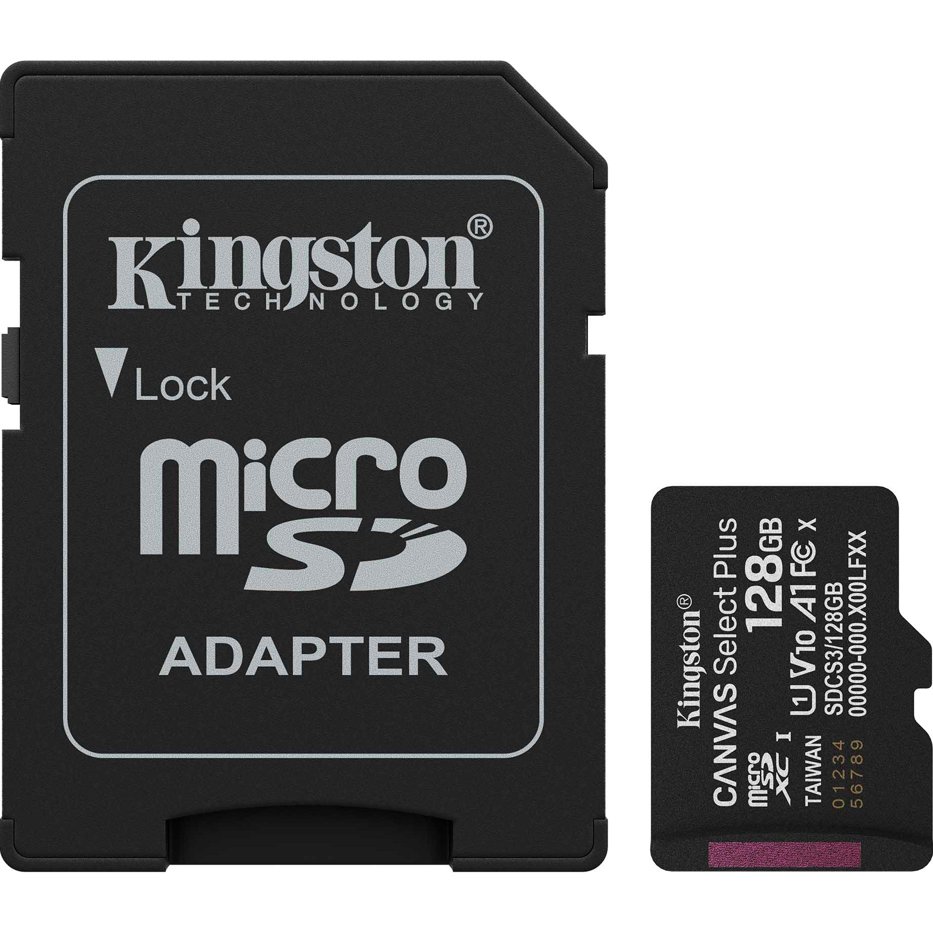 Карта пам'яті KINGSTON microSDXC Canvas Select Plus 128GB UHS-I V10 A1 Class 10 + SD-adapter (SDCS3/128GB)