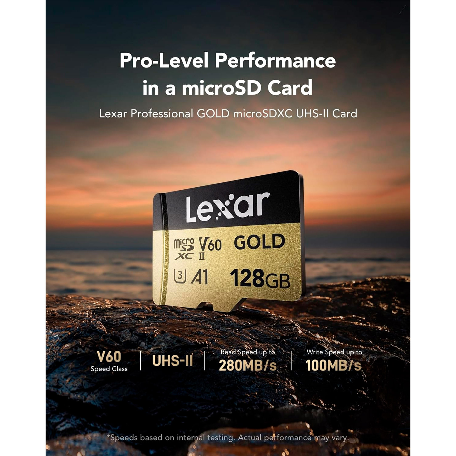Карта памяти LEXAR microSDXC Professional Gold 128GB UHS-II U3 V60 A1 Class 10 (LMSGOLD128G-BNNNG)
