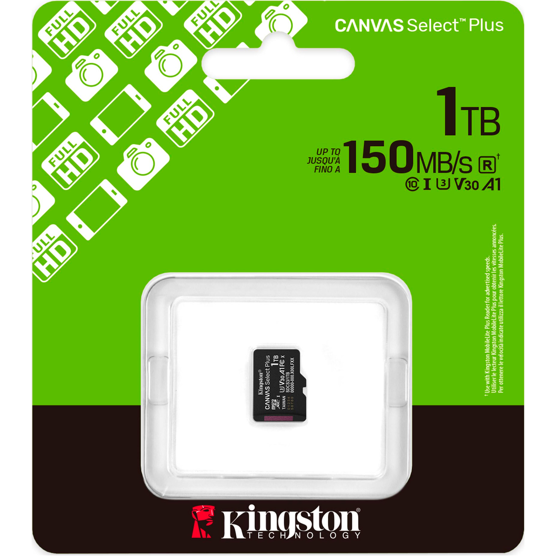 Карта пам'яті KINGSTON microSDXC Canvas Select Plus 1TB UHS-I U3 V30 A1 Class 10 (SDCS3/1TBSP)