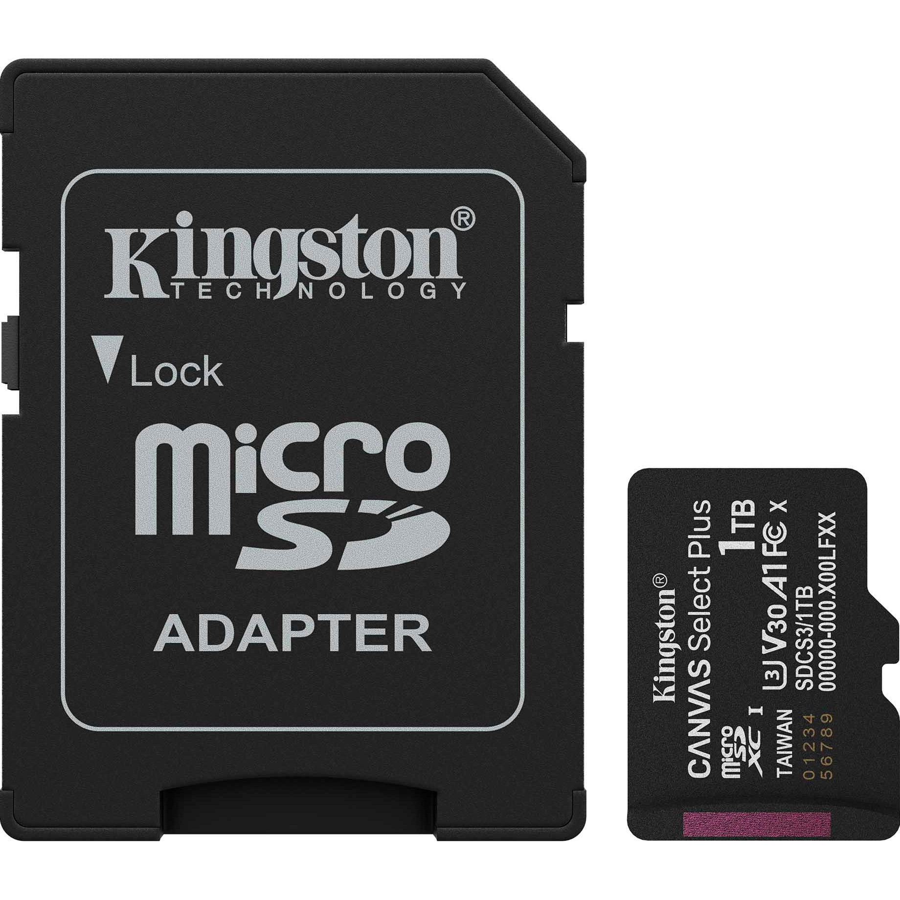 Карта пам'яті KINGSTON microSDXC Canvas Select Plus 1TB UHS-I U3 V30 A1 Class 10 + SD-adapter (SDCS3/1TB)