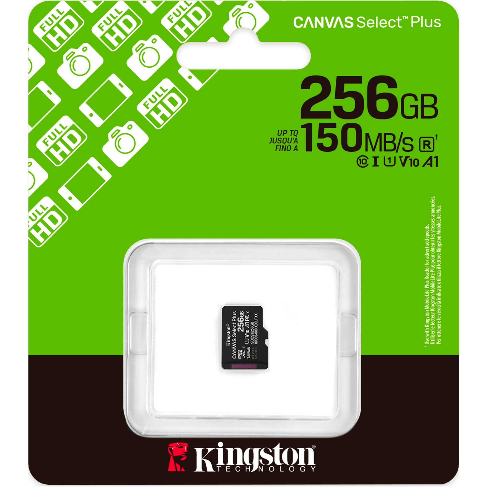 Карта пам'яті KINGSTON microSDXC Canvas Select Plus 256GB UHS-I V10 A1 Class 10 (SDCS3/256GBSP)
