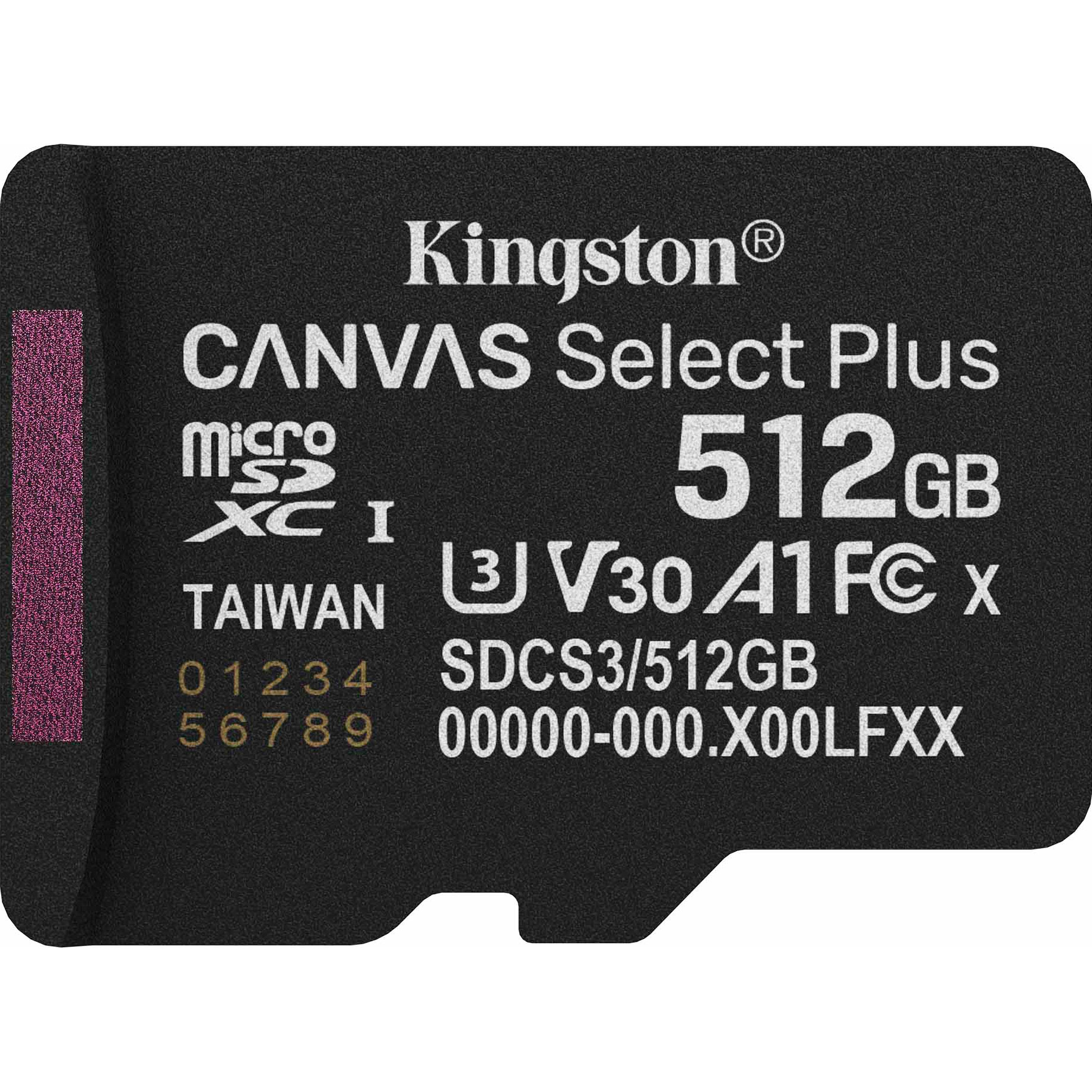 Карта пам'яті KINGSTON microSDXC Canvas Select Plus 512GB UHS-I U3 V30 A1 Class 10 (SDCS3/512GBSP)