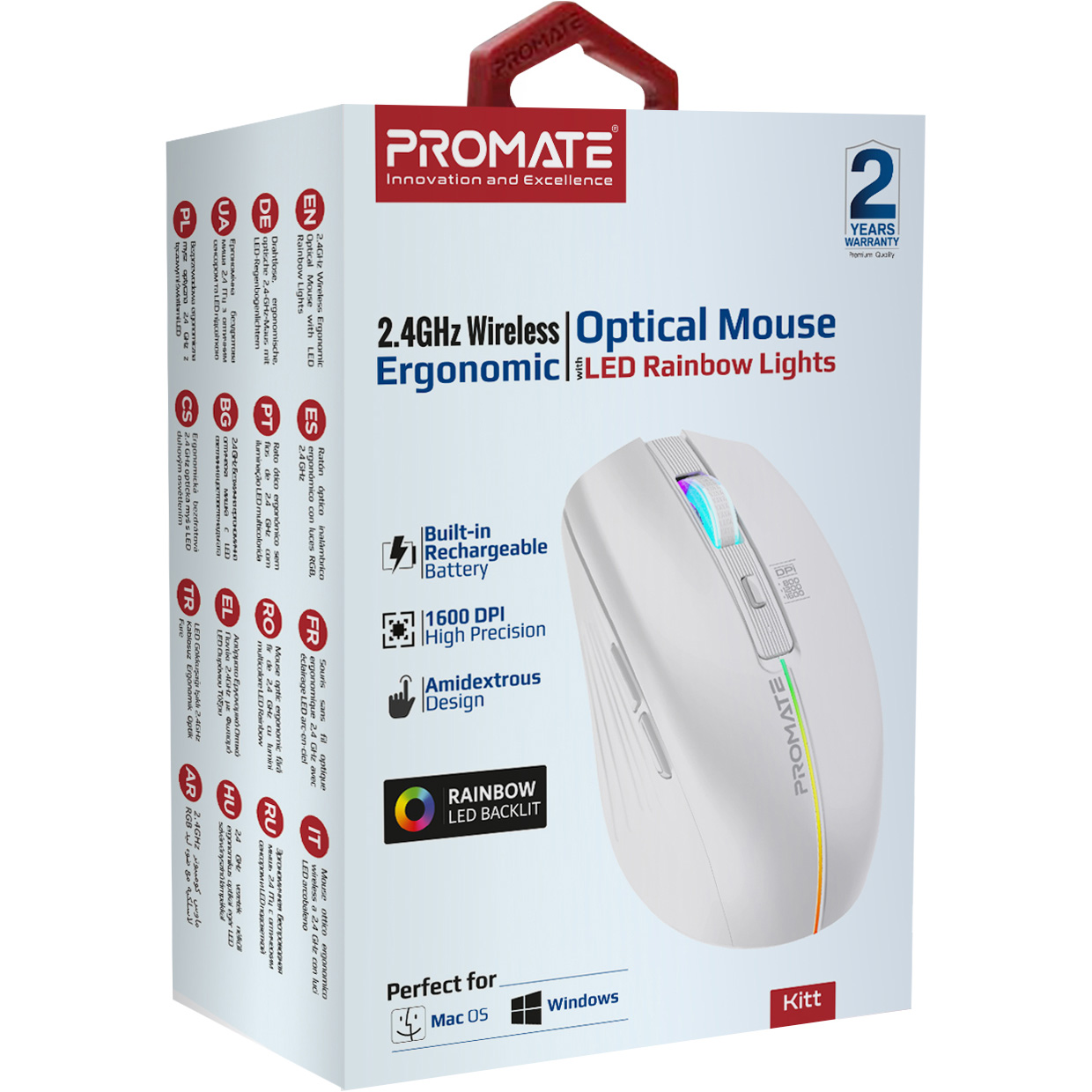 Мышь PROMATE Kitt White