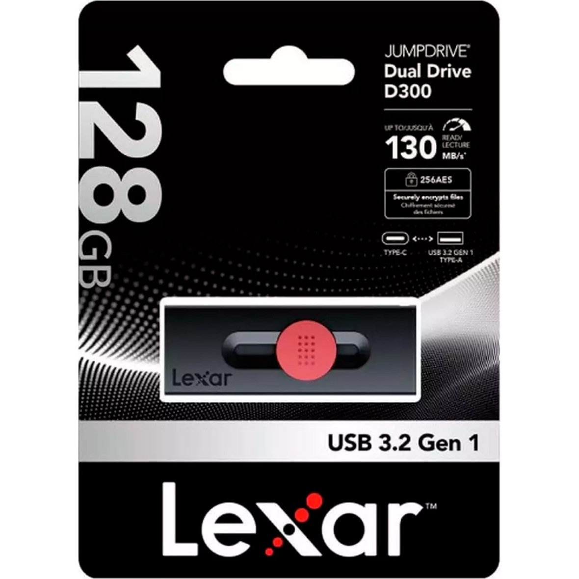 Флешка 128GB LEXAR JumpDrive Dual Drive D300 USB 3.2 Type-C/USB-A (LJDD300128G-BNBNG)