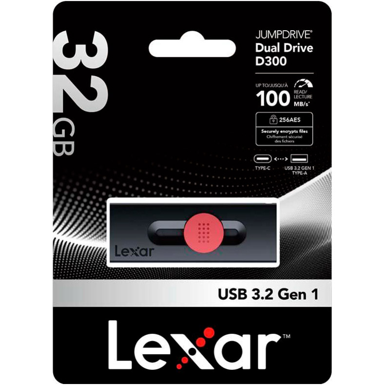 Флешка 32GB LEXAR JumpDrive Dual Drive D300 USB 3.2 Type-C/USB-A (LJDD300032G-BNBNG)