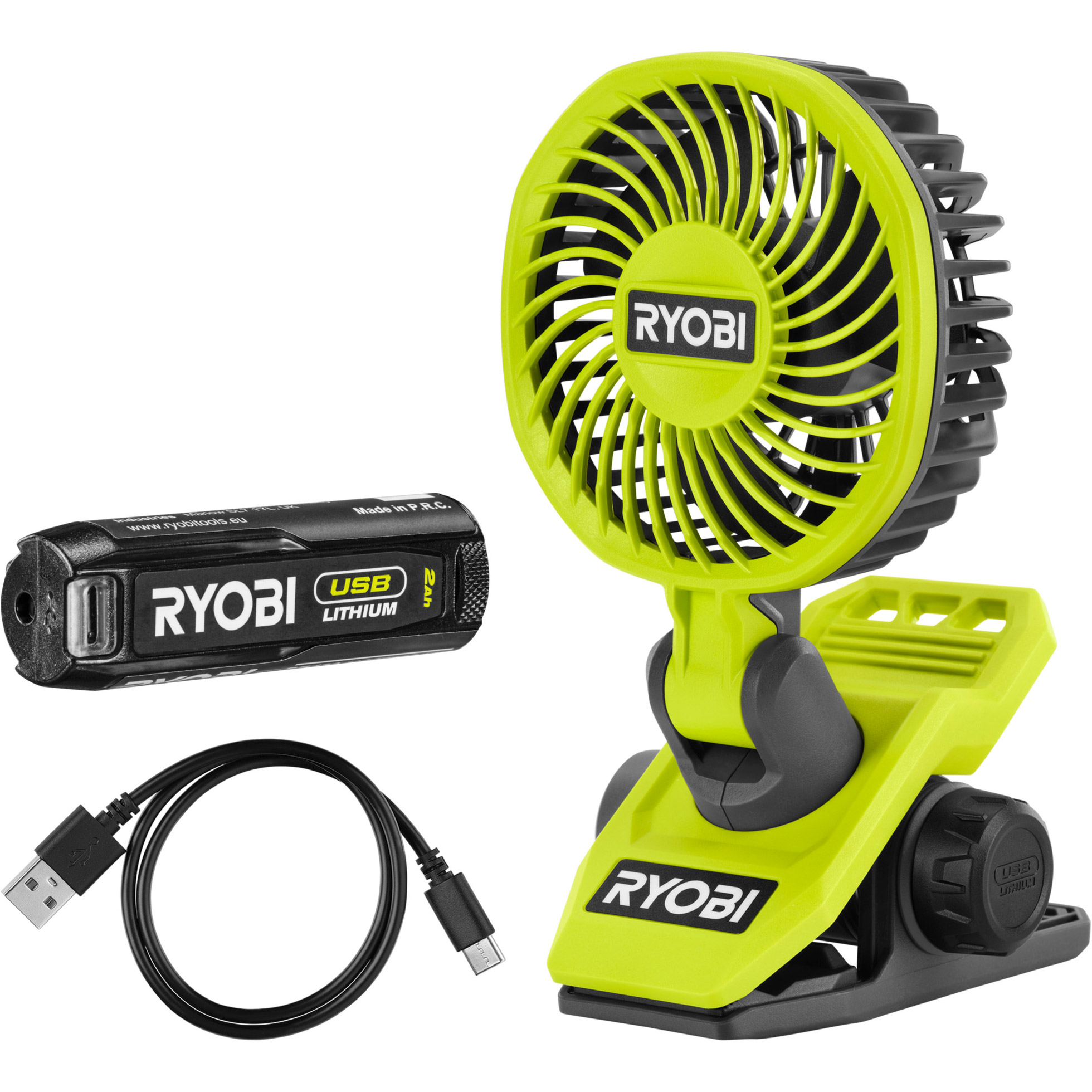 Настільний портативний вентилятор RYOBI 4V Cordless Clamp Fan RCF4-120G
