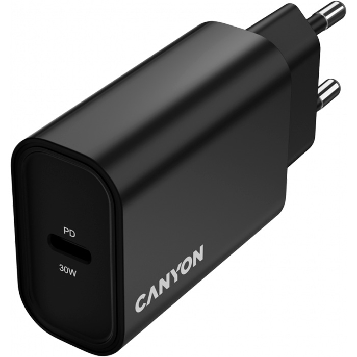 Зарядное устройство CANYON OnCharge 30CL 1xUSB-C 30W Black (CNE-CHA30CLB)