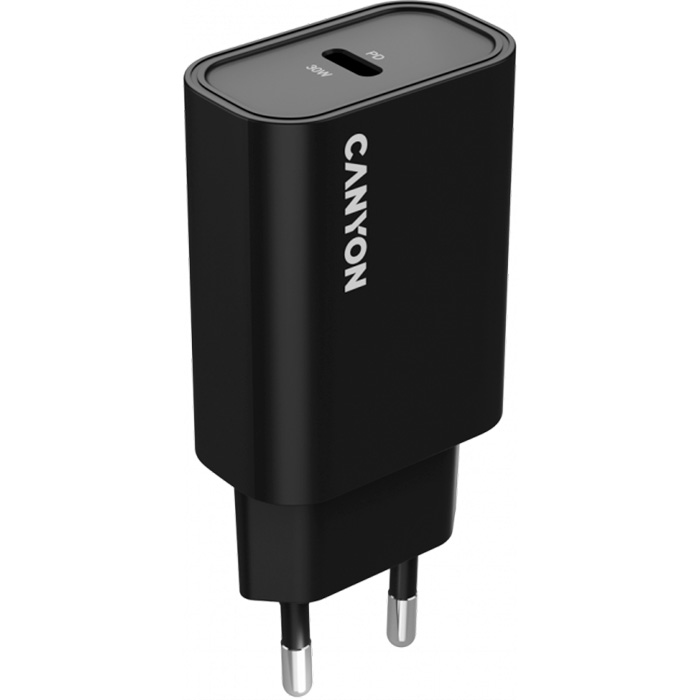 Зарядное устройство CANYON OnCharge 30CL 1xUSB-C 30W Black (CNE-CHA30CLB)