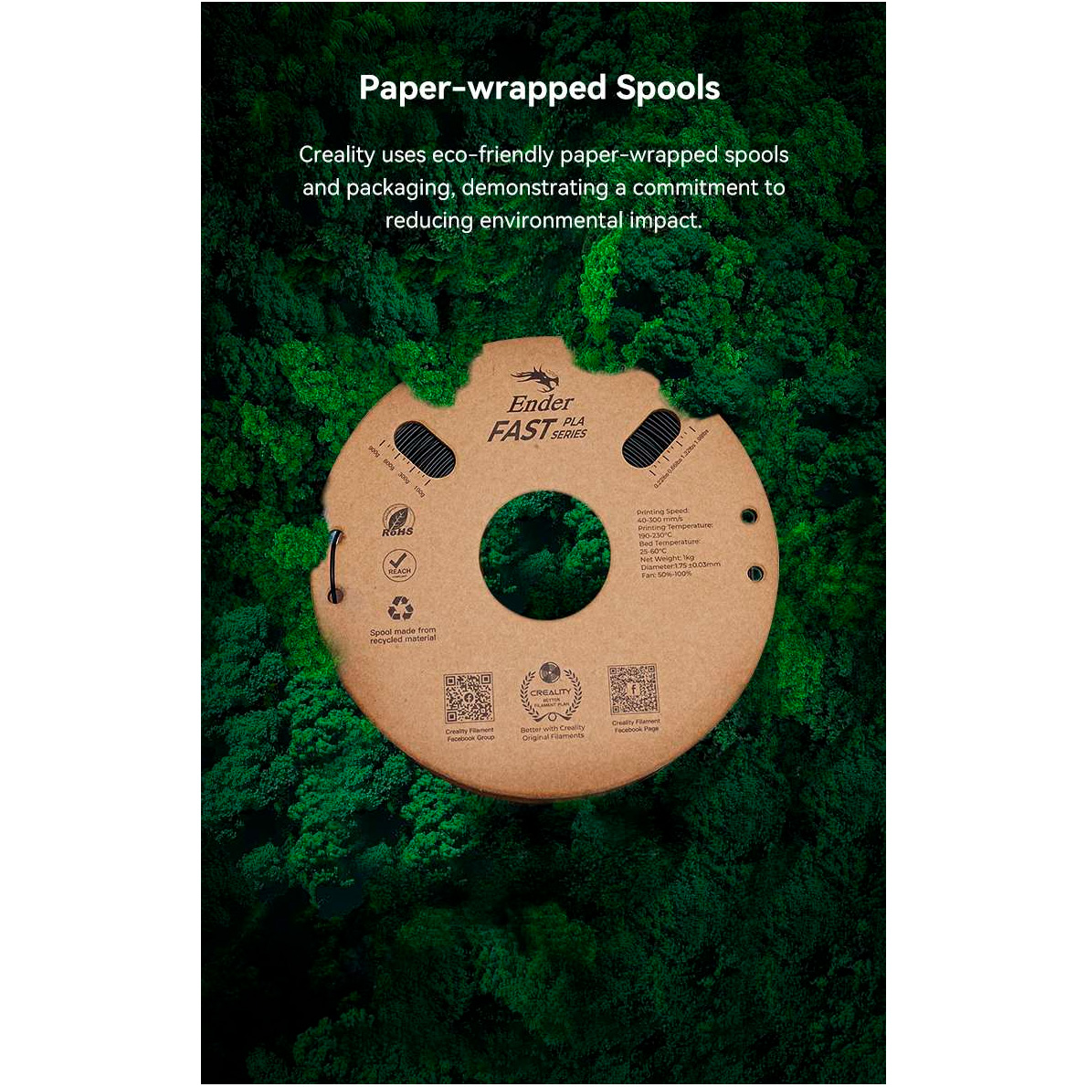 Пластик (філамент) для 3D принтера CREALITY Ender Fast PLA 1.75mm, 2x1кг, White (3301010396)