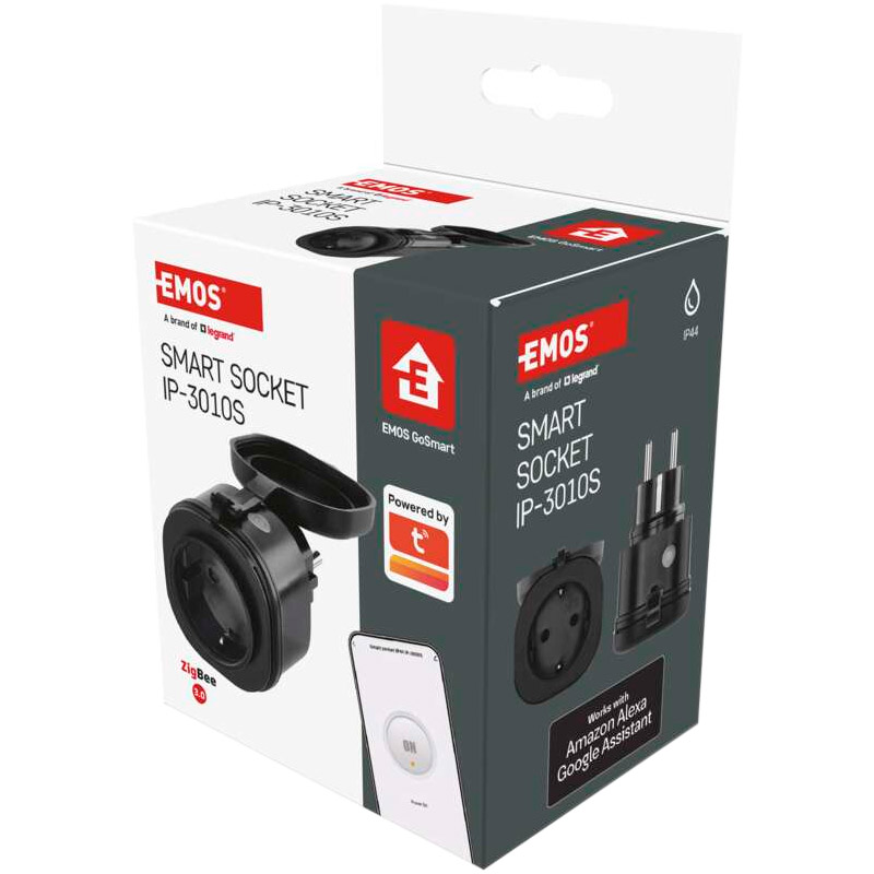 Умная влагозащищенная розетка EMOS GoSmart ZigBee IP44 IP-3010S (P5534)