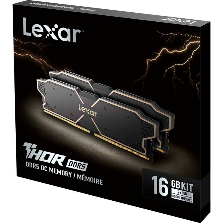 Модуль памяти LEXAR Thor DDR5 6000MHz 16GB Kit 2x8GB Black (LD5U08G60C38LG-RGD)