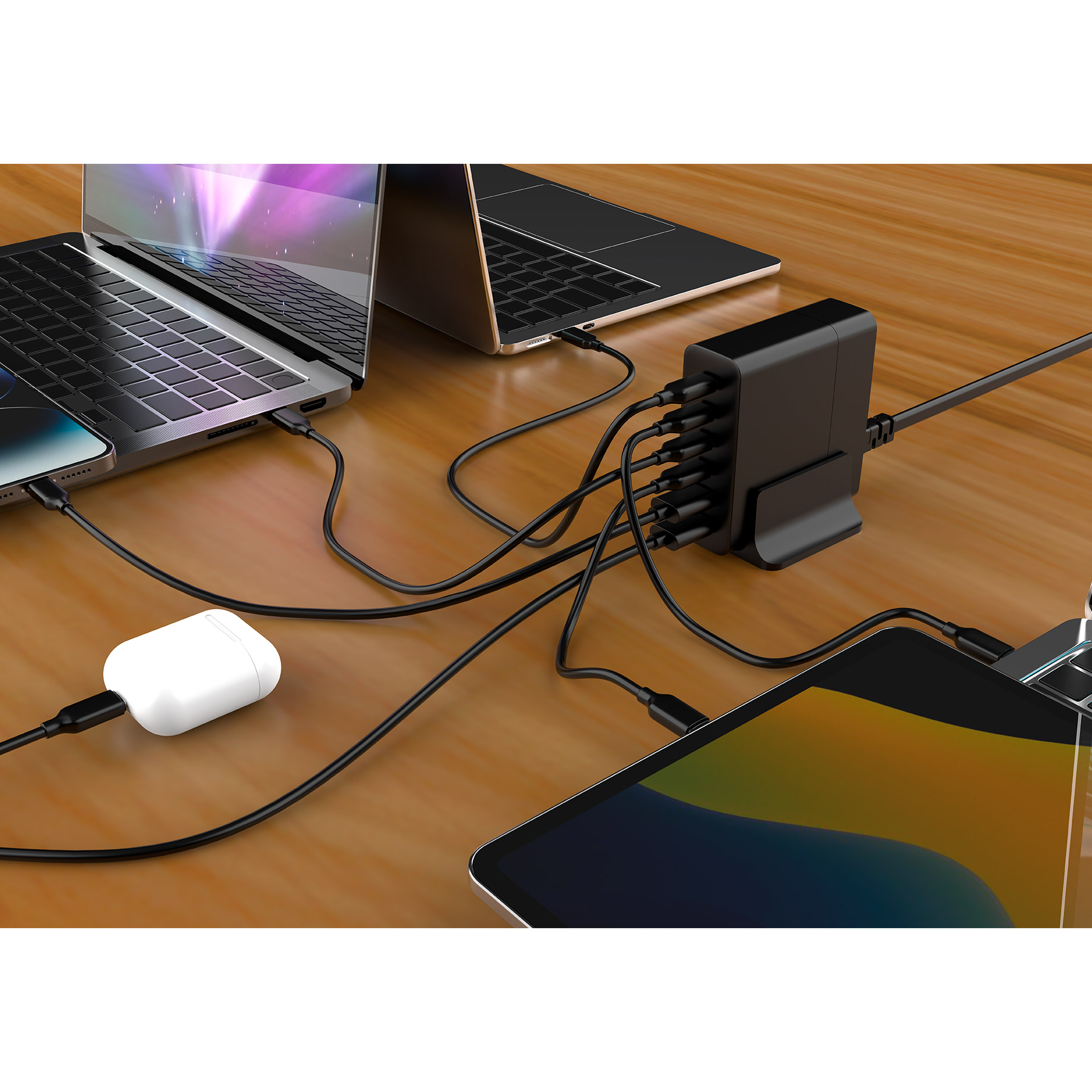 Зарядна станція GEMBIRD 2xUSB-A, 4xUSB-C, PD+QC3.0 GaN 75W Black (TA-UC-2A4C-PD75-01-BK)