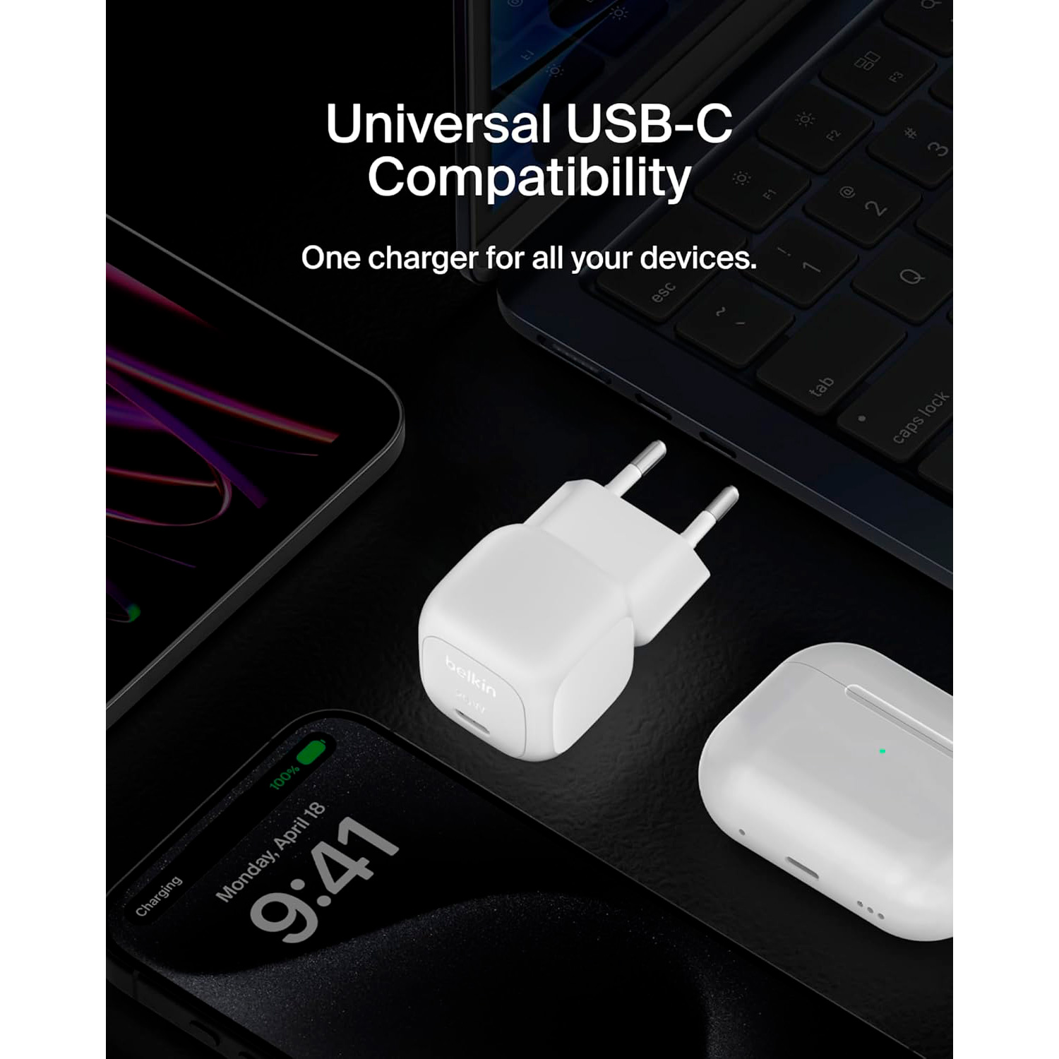 Зарядное устройство BELKIN Boost Up Charge 20W USB-C PD3.0 PPS Wall Charger White (WCA009KQWH)