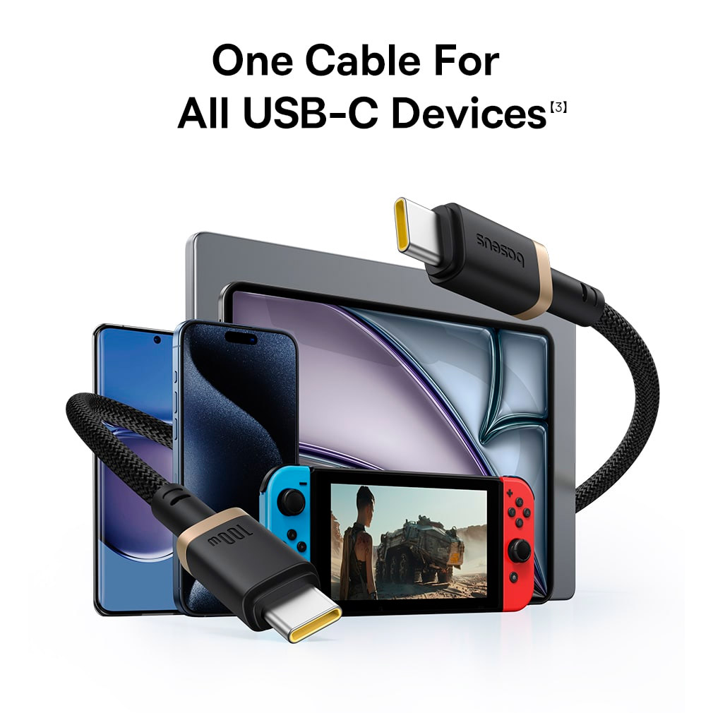 Кабель BASEUS Dura Series Fast Charging Cable Type-C to Type-C 100W 1м Gold/Black (P10377803U01-00)