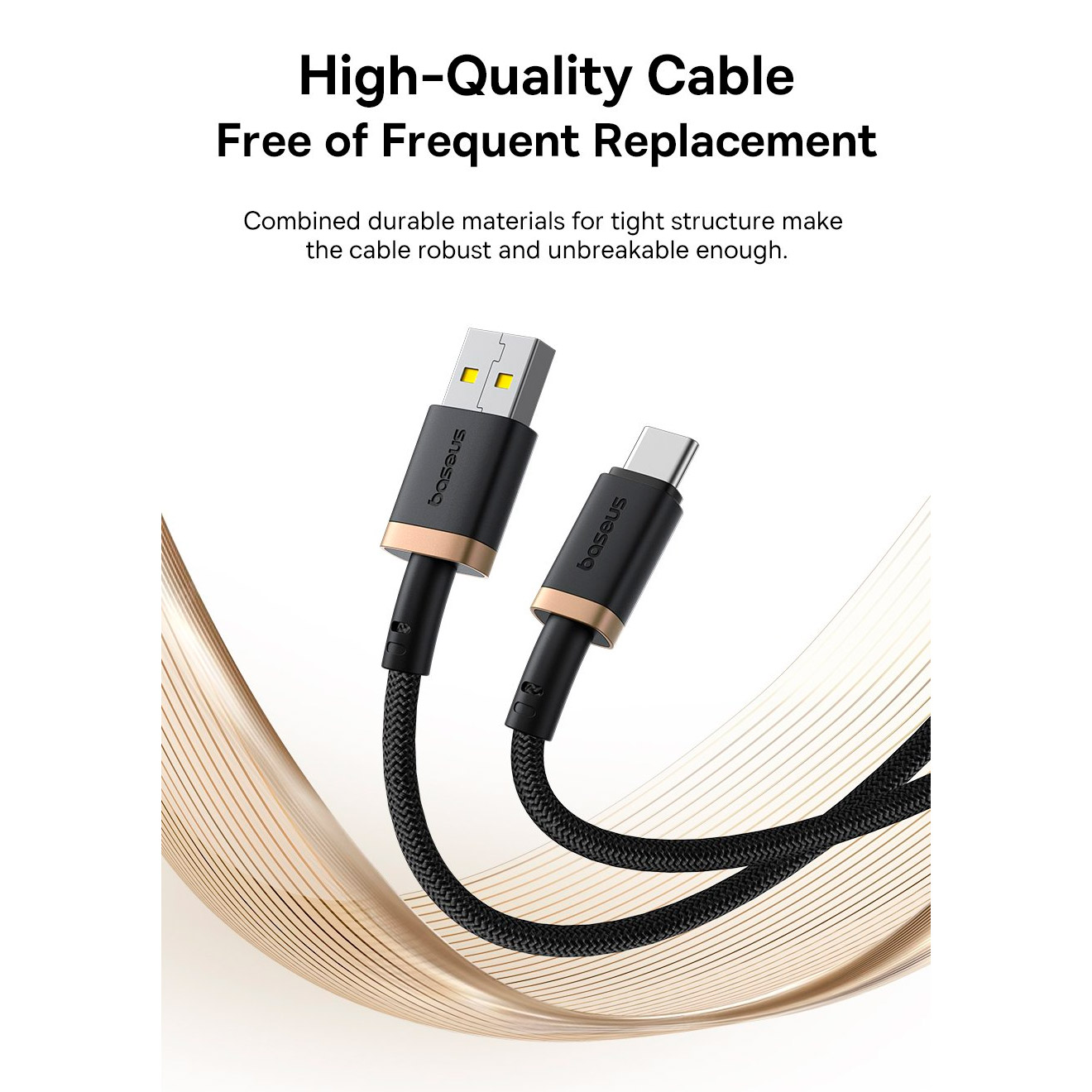 Кабель BASEUS Dura Series Fast Charging Cable USB to Type-C 60W 2м Black/Gold (P10377802U01-02)