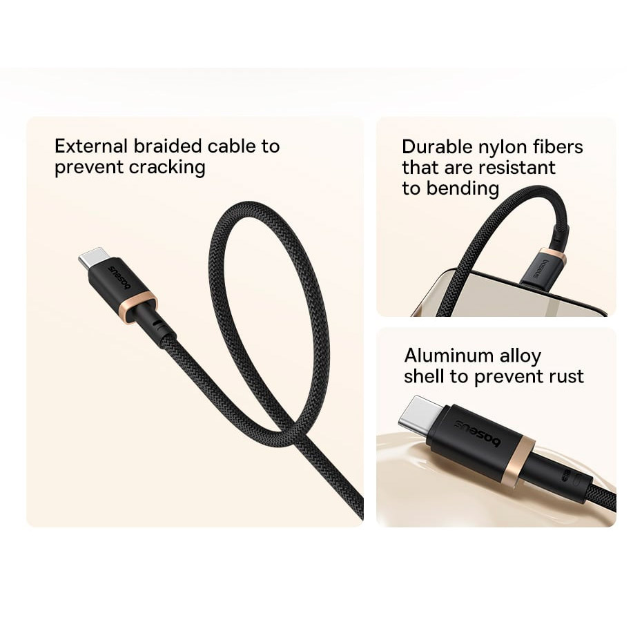 Кабель BASEUS Dura Series Fast Charging Cable USB to Type-C 60W 2м Black/Gold (P10377802U01-02)