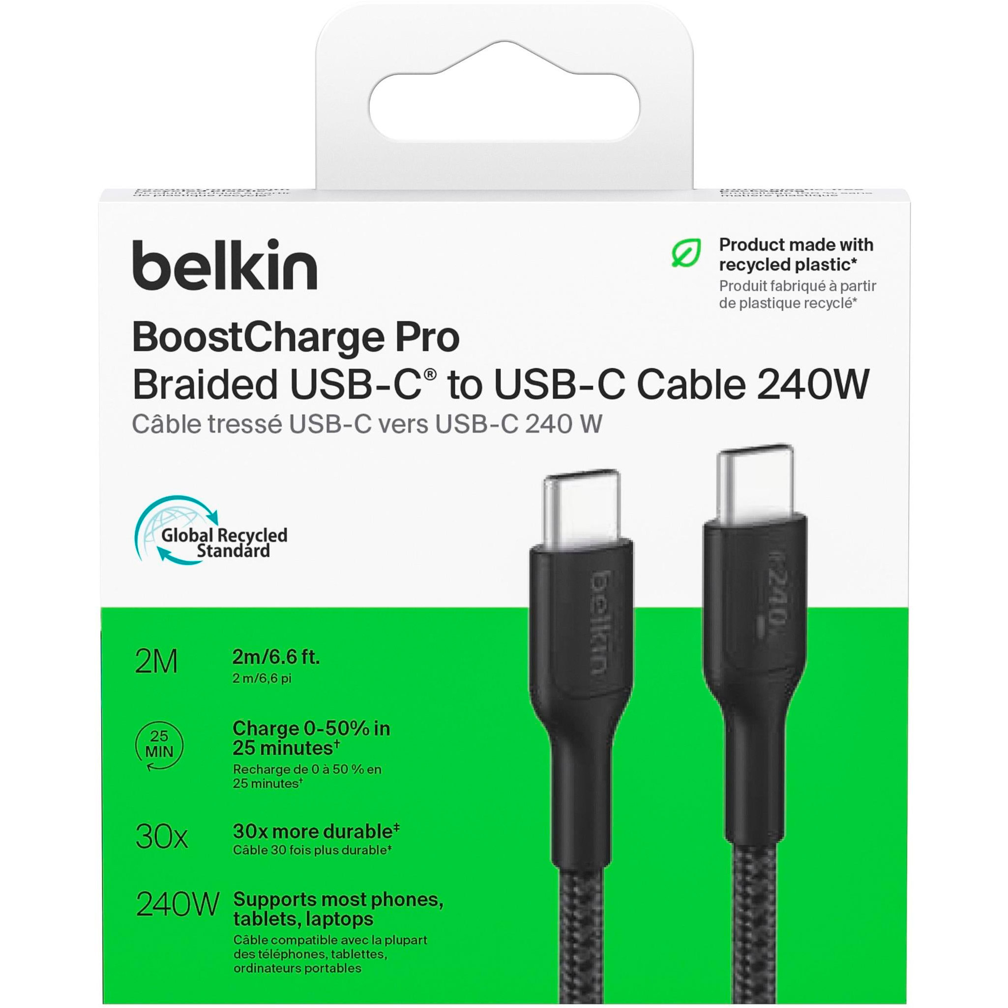 Кабель BELKIN Boost Up Charge Pro Braided USB-C to USB-C 240W 2м Black (CAB025HQ2MBK)