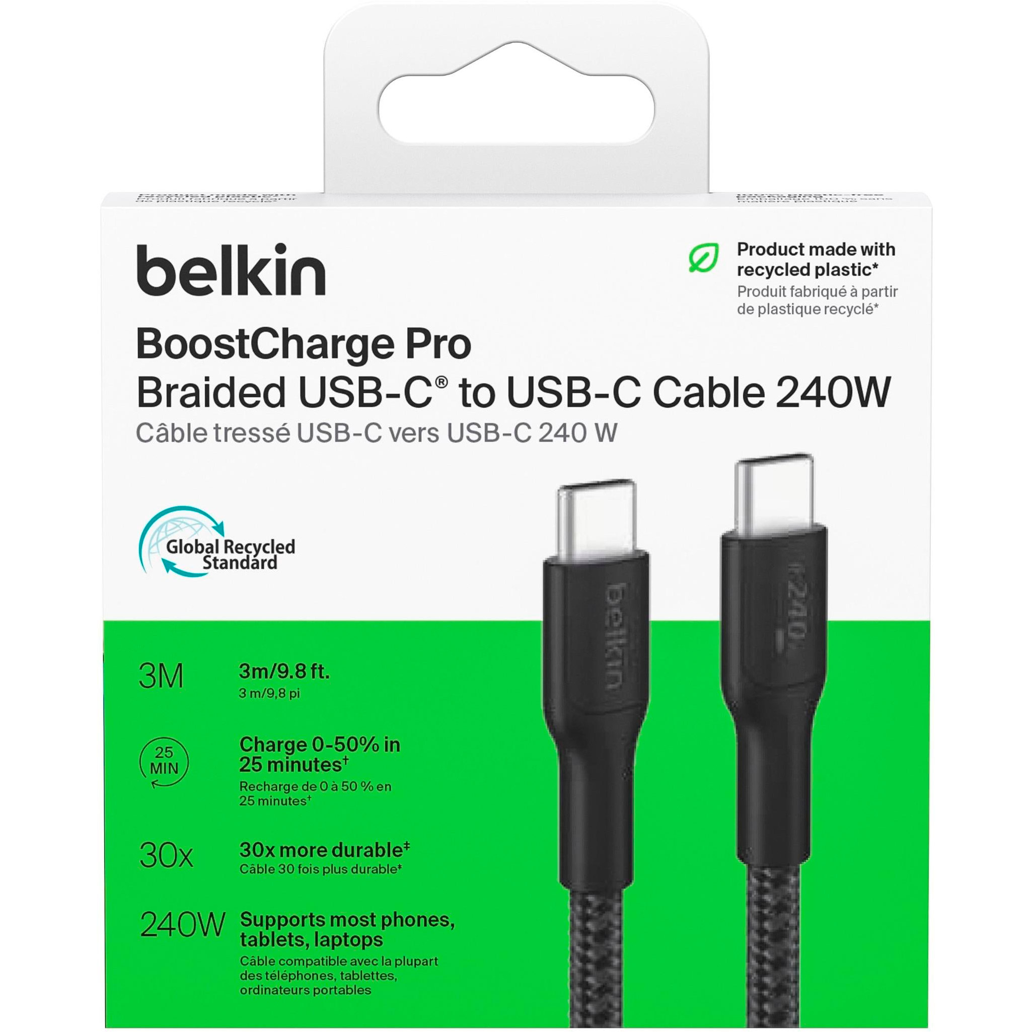 Кабель BELKIN Boost Up Charge Pro Braided USB-C to USB-C 240W 3м Black (CAB025HQ3MBK)