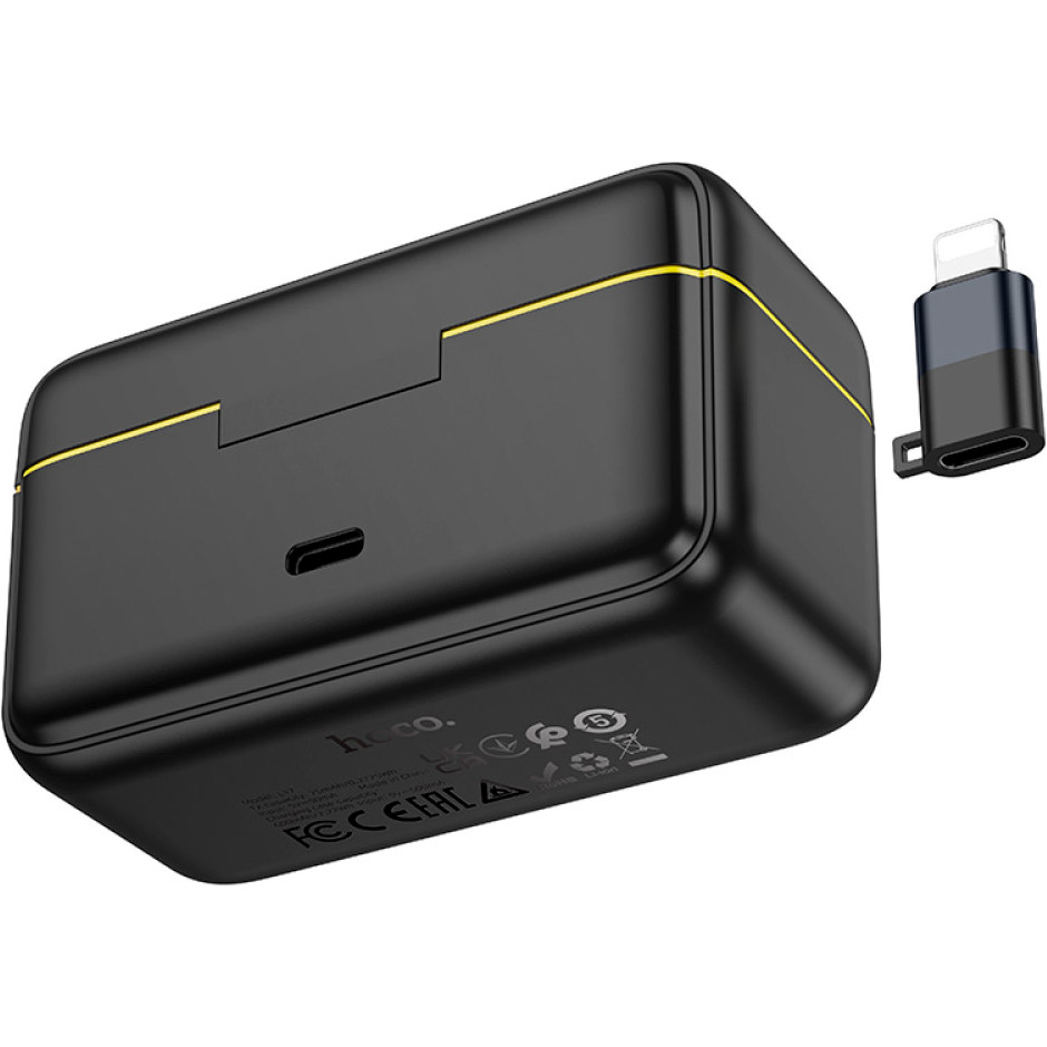 Бездротовий петличний мікрофон HOCO L17 Dual-Mic Magnetic Lavalier Wireless Digital Microphone iP/Type-C Black