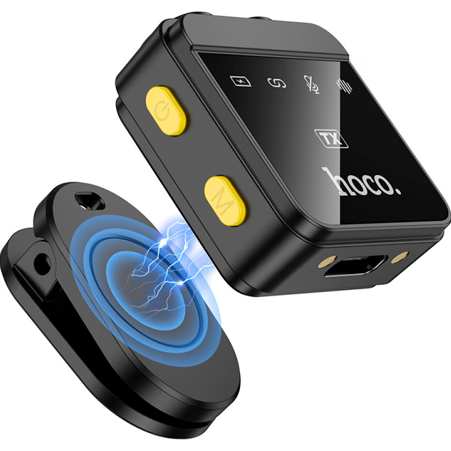 Бездротовий петличний мікрофон HOCO L17 Dual-Mic Magnetic Lavalier Wireless Digital Microphone iP/Type-C Black