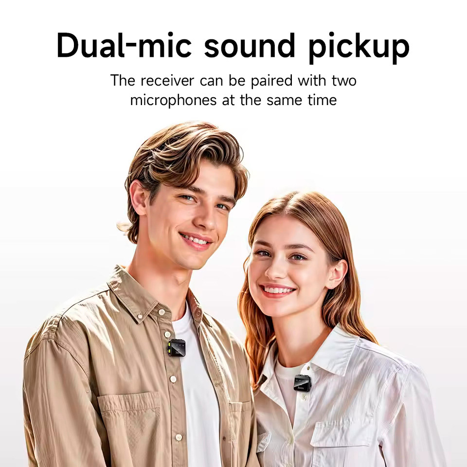 Бездротовий петличний мікрофон HOCO L17 Dual-Mic Magnetic Lavalier Wireless Digital Microphone iP/Type-C Black