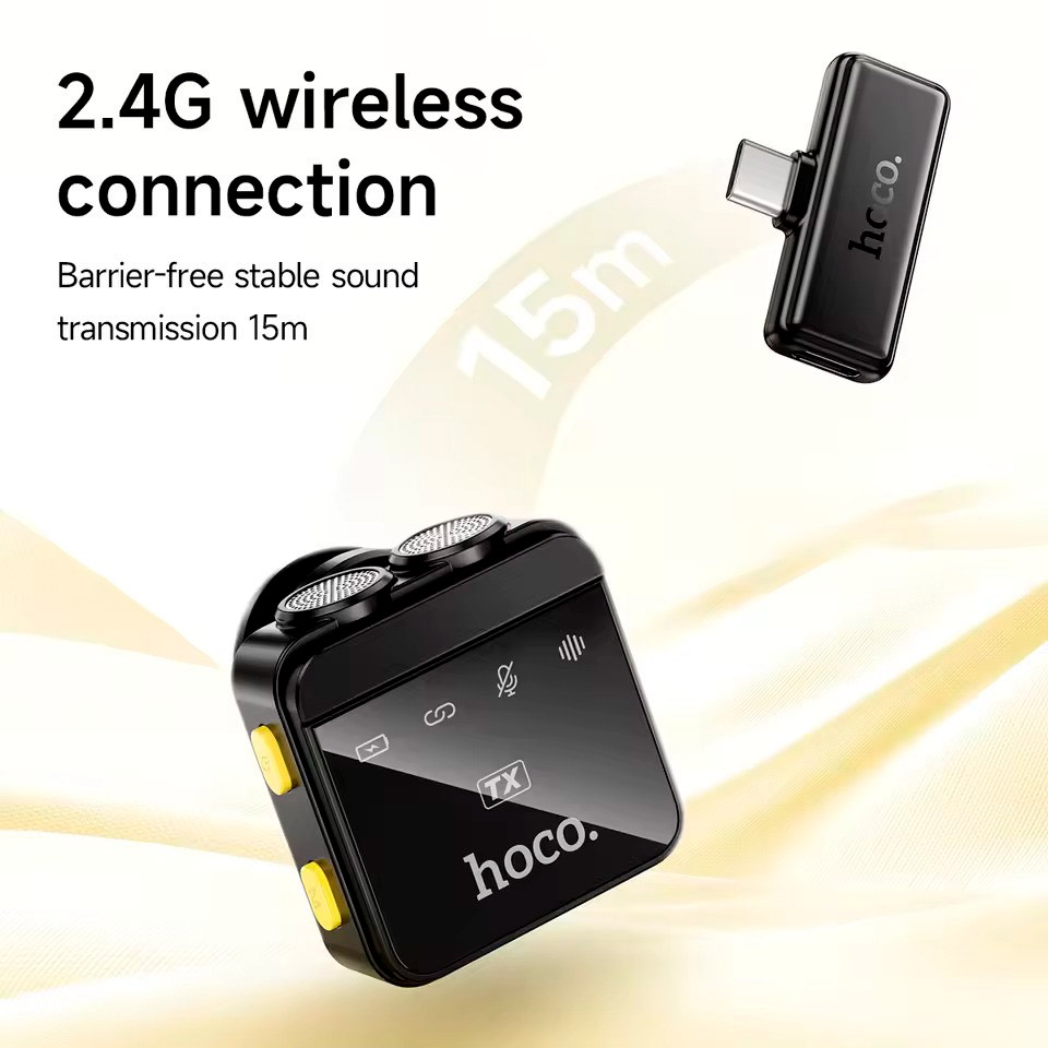 Бездротовий петличний мікрофон HOCO L17 Dual-Mic Magnetic Lavalier Wireless Digital Microphone iP/Type-C Black