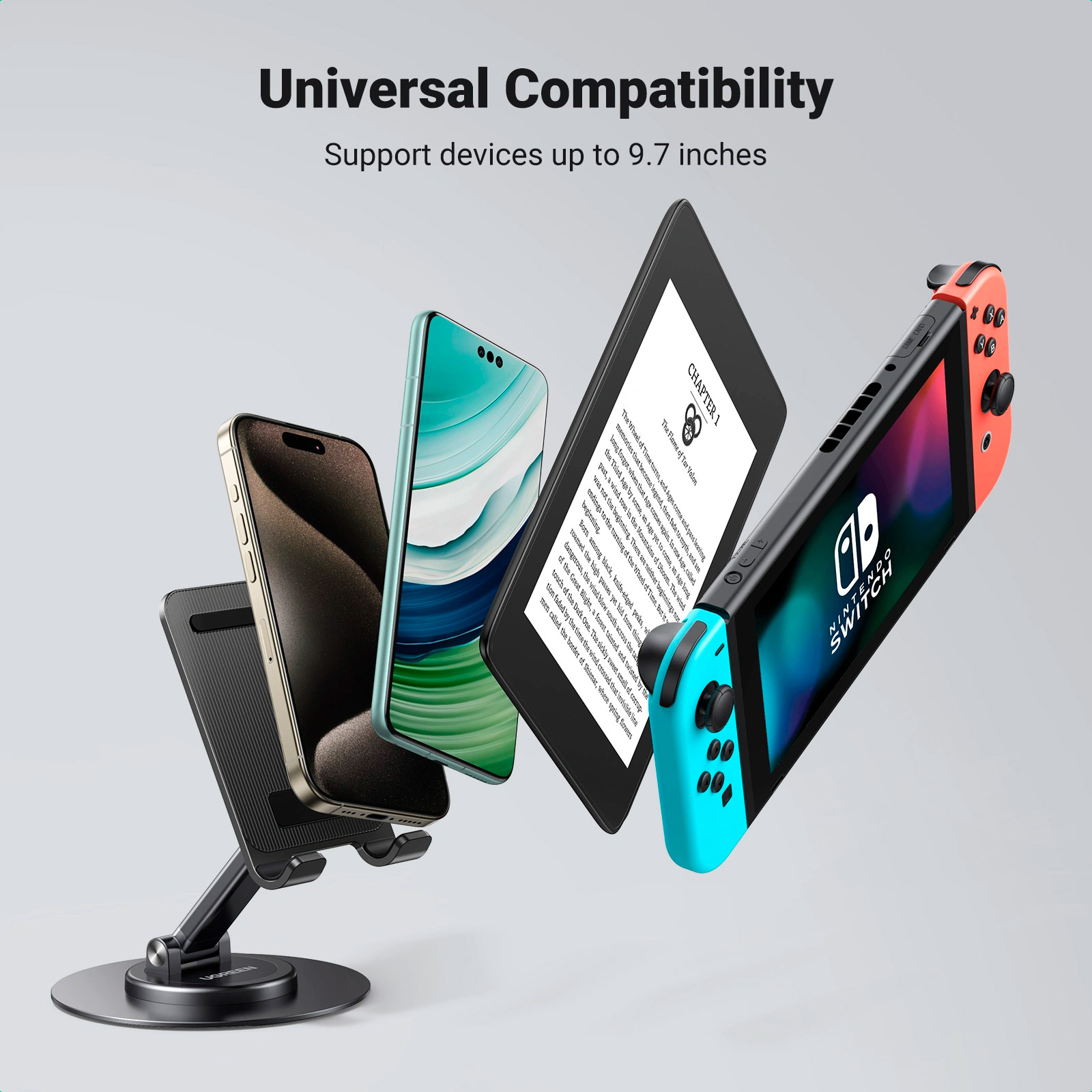 Подставка для смартфона UGREEN LP805 Swivel & Foldable Multi-Angle Phone Stand Black (35152)