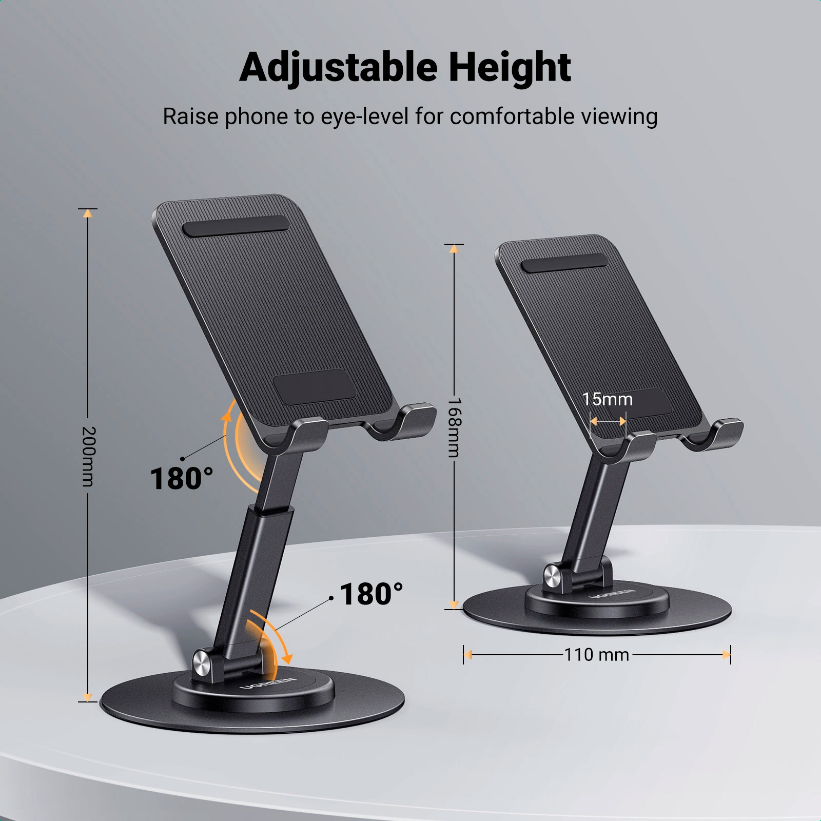 Подставка для смартфона UGREEN LP805 Swivel & Foldable Multi-Angle Phone Stand Black (35152)