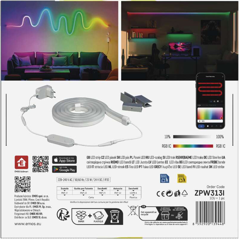 Розумна LED стрічка EMOS Neon White RGBIC 3м (ZPW313I)